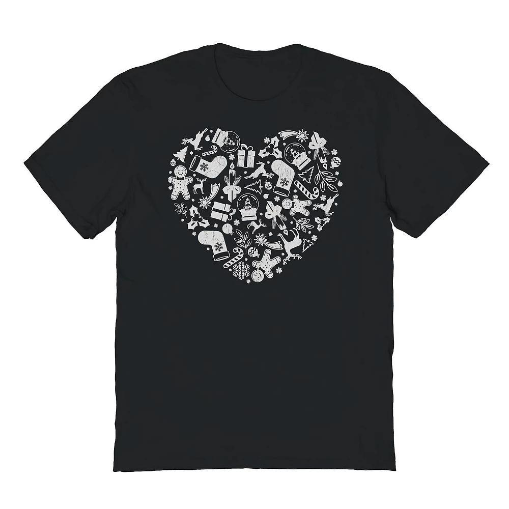 Men's Heart Christmas Graphic Tee, Size: Medium, Black Product Image
