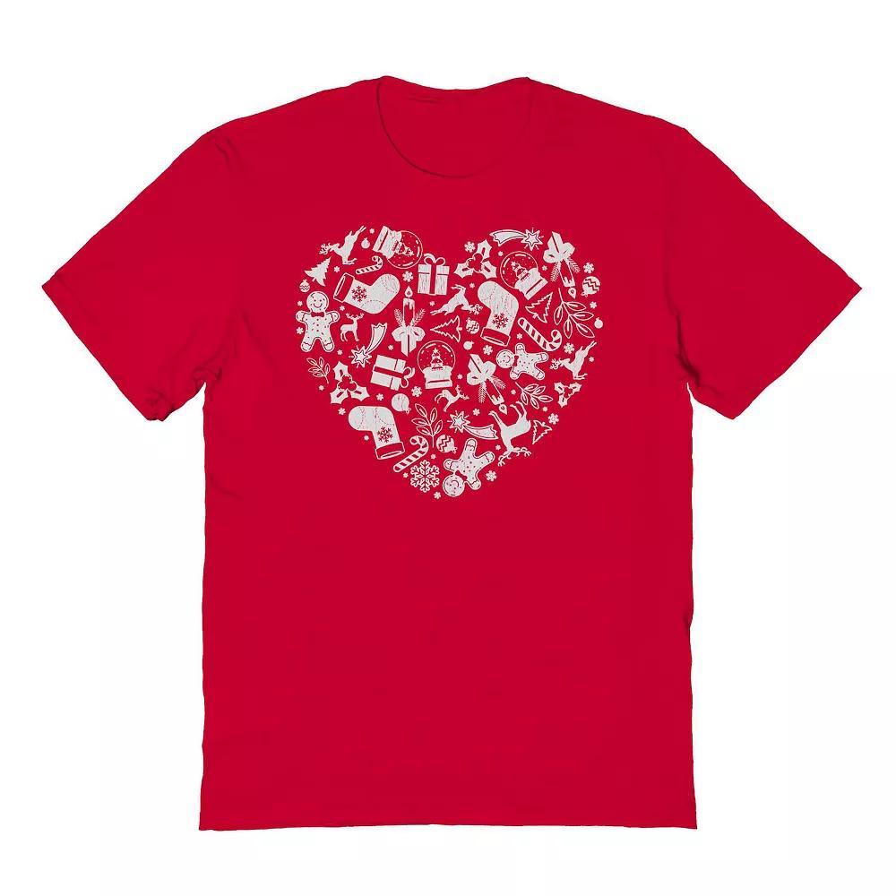 Men's Heart Christmas Graphic Tee, Size: Small, Red Product Image