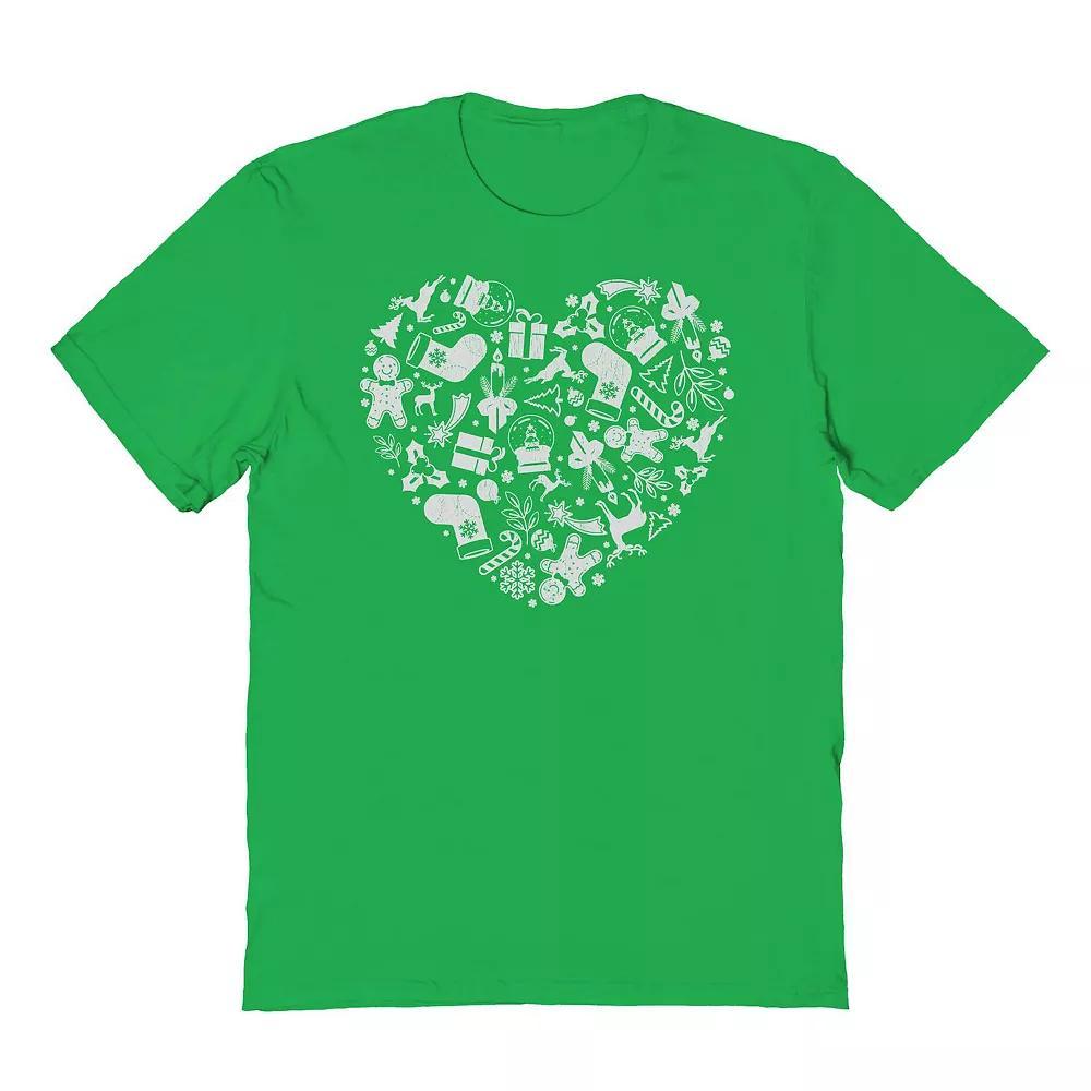 Men's Heart Christmas Graphic Tee, Size: Medium, Irish Green Product Image