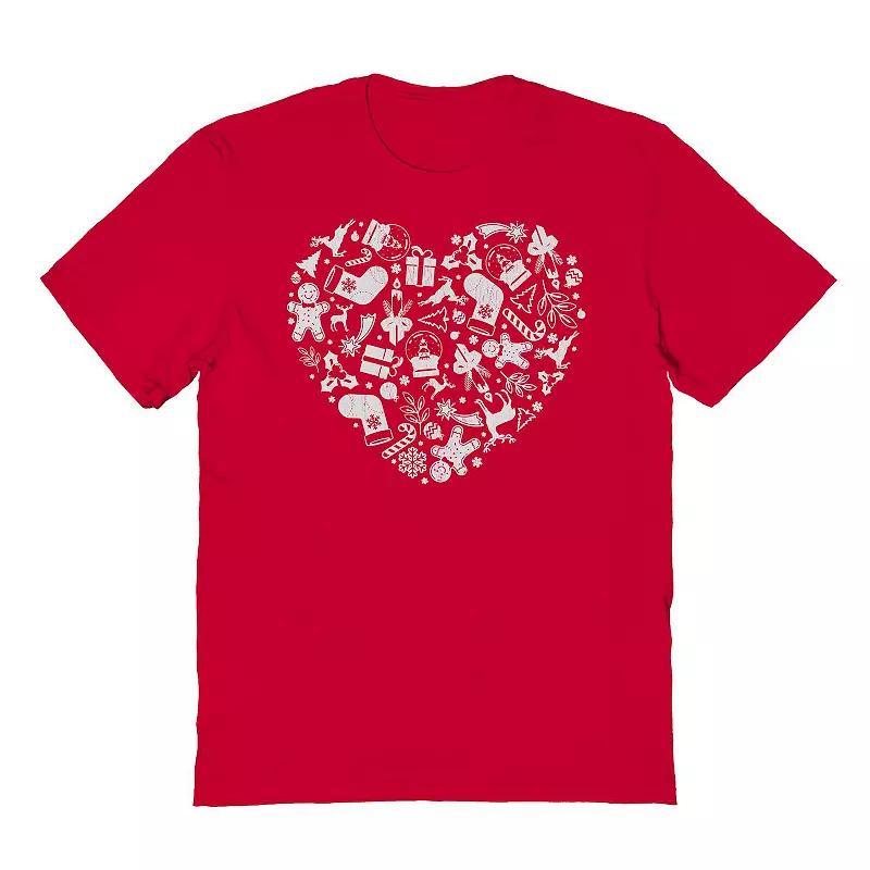 Men's Heart Christmas Graphic Tee, Size: Medium, Black Product Image