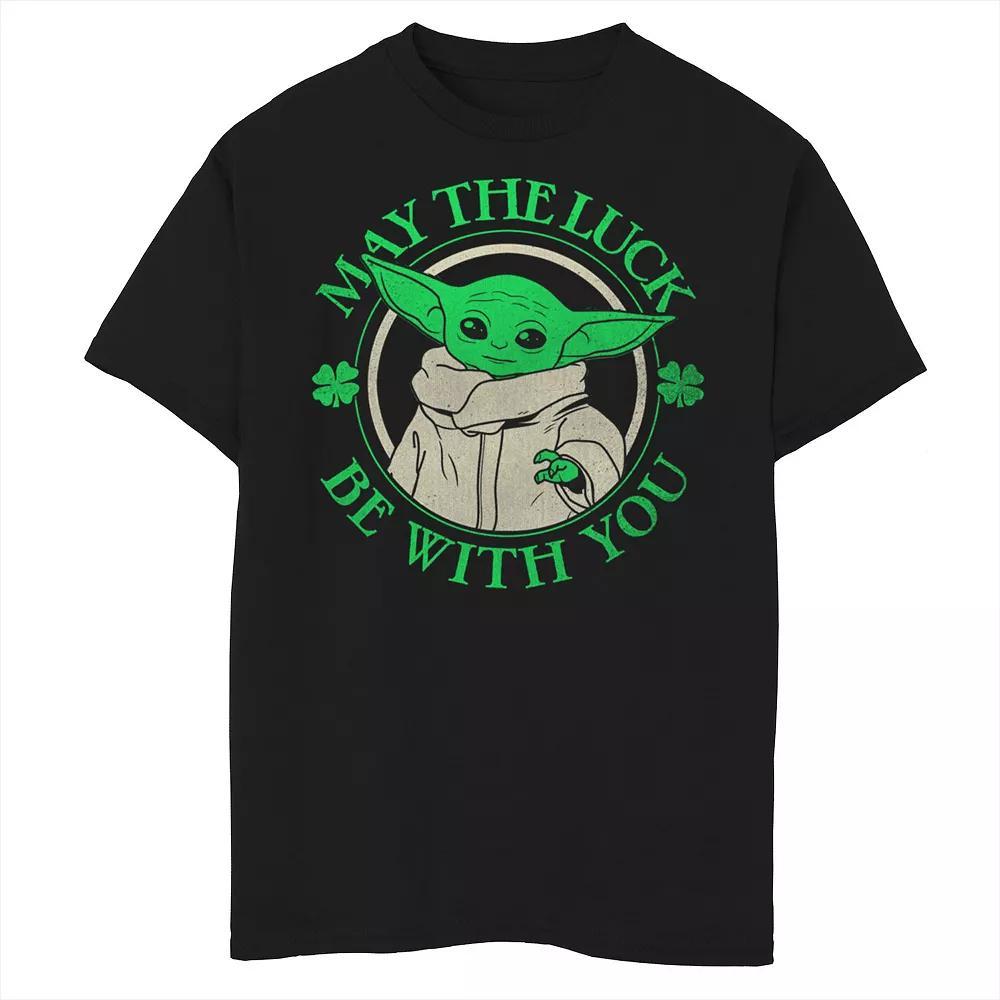 Boys 8-20 Star Wars The Mandalorian May The Luck Be With You Graphic Tee, Boy's, Size: Medium, Black Product Image