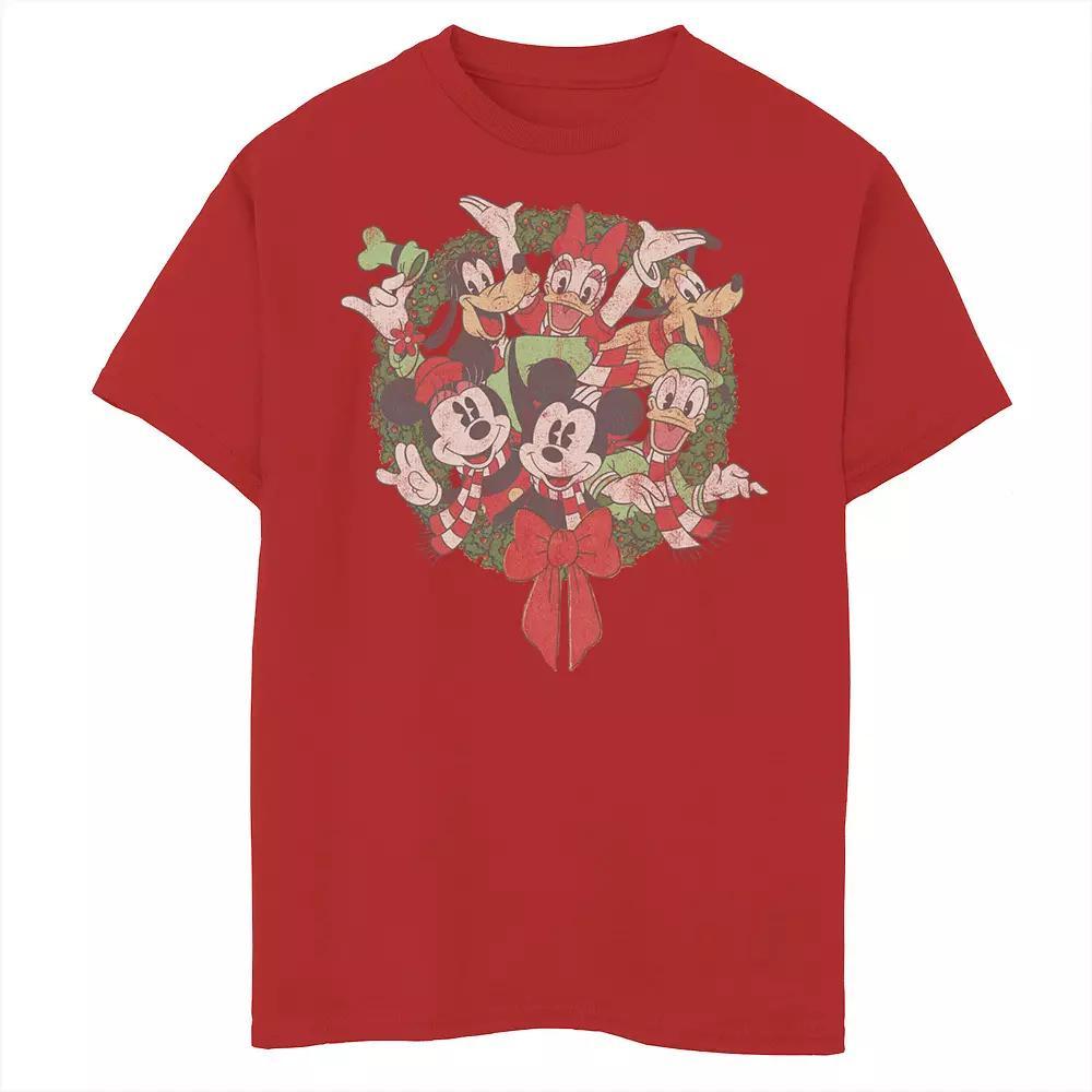 Disney Boys 8-20 Group Shot Christmas Wreath Graphic Tee, Boy's, Size: XL, Red Product Image