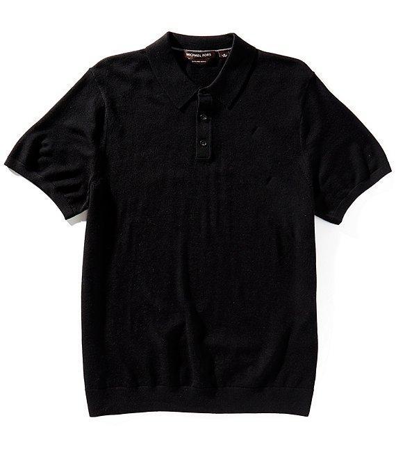 Michael Kors Merino Wool Short Sleeve Knit Polo Shirt Product Image