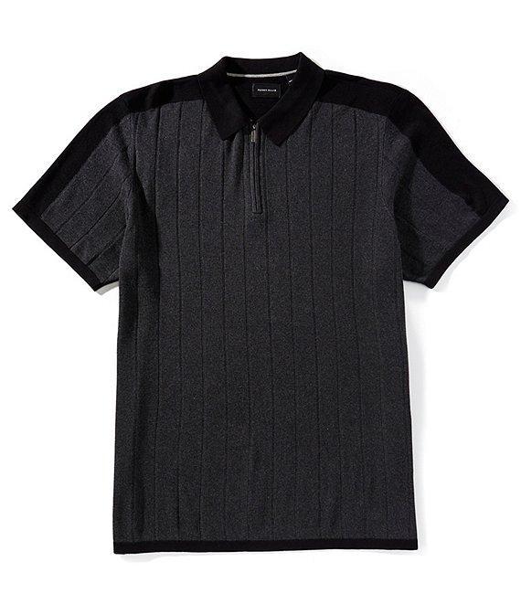 Perry Ellis Color Block Quarter-Zip Short Sleeve Polo Shirt Product Image
