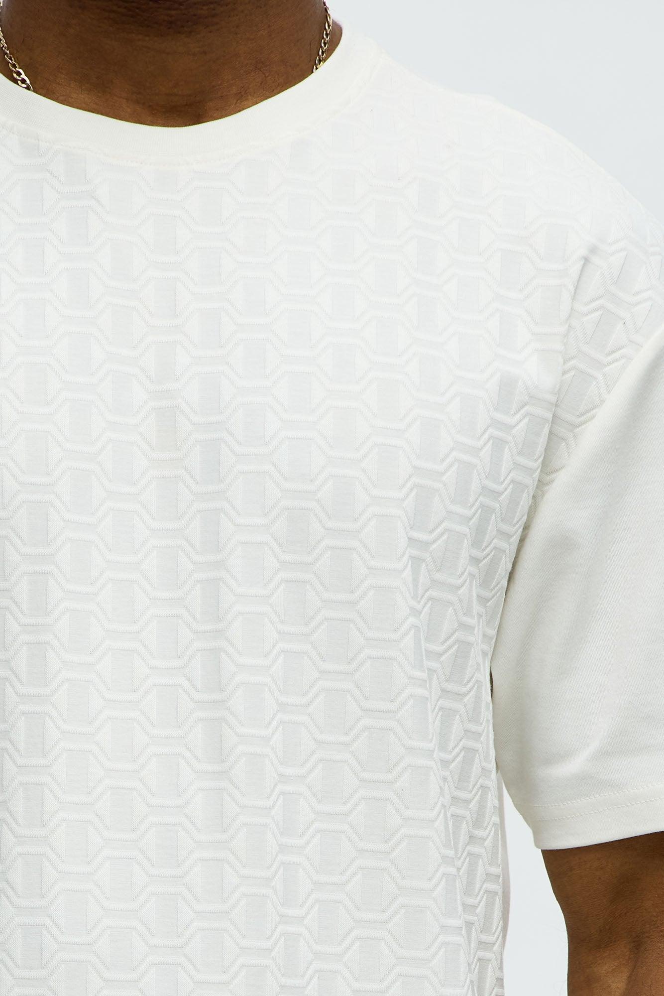 Textured Geometric Short Sleeve Tee - Off White Product Image