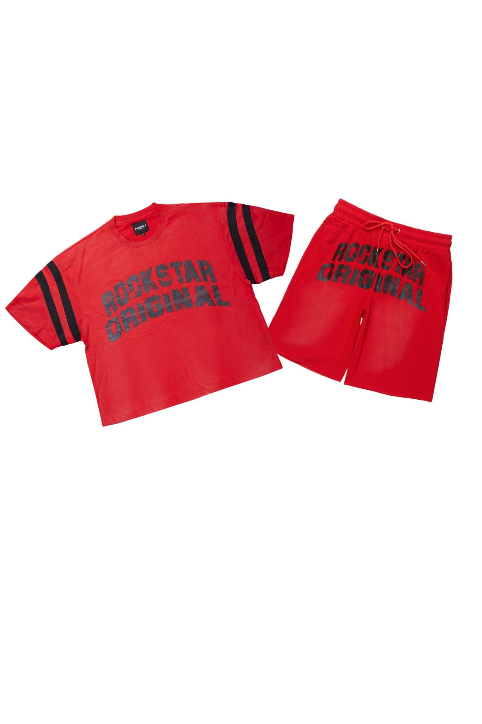 Tumo Red Crop Boxy Tee Short Set Male Product Image