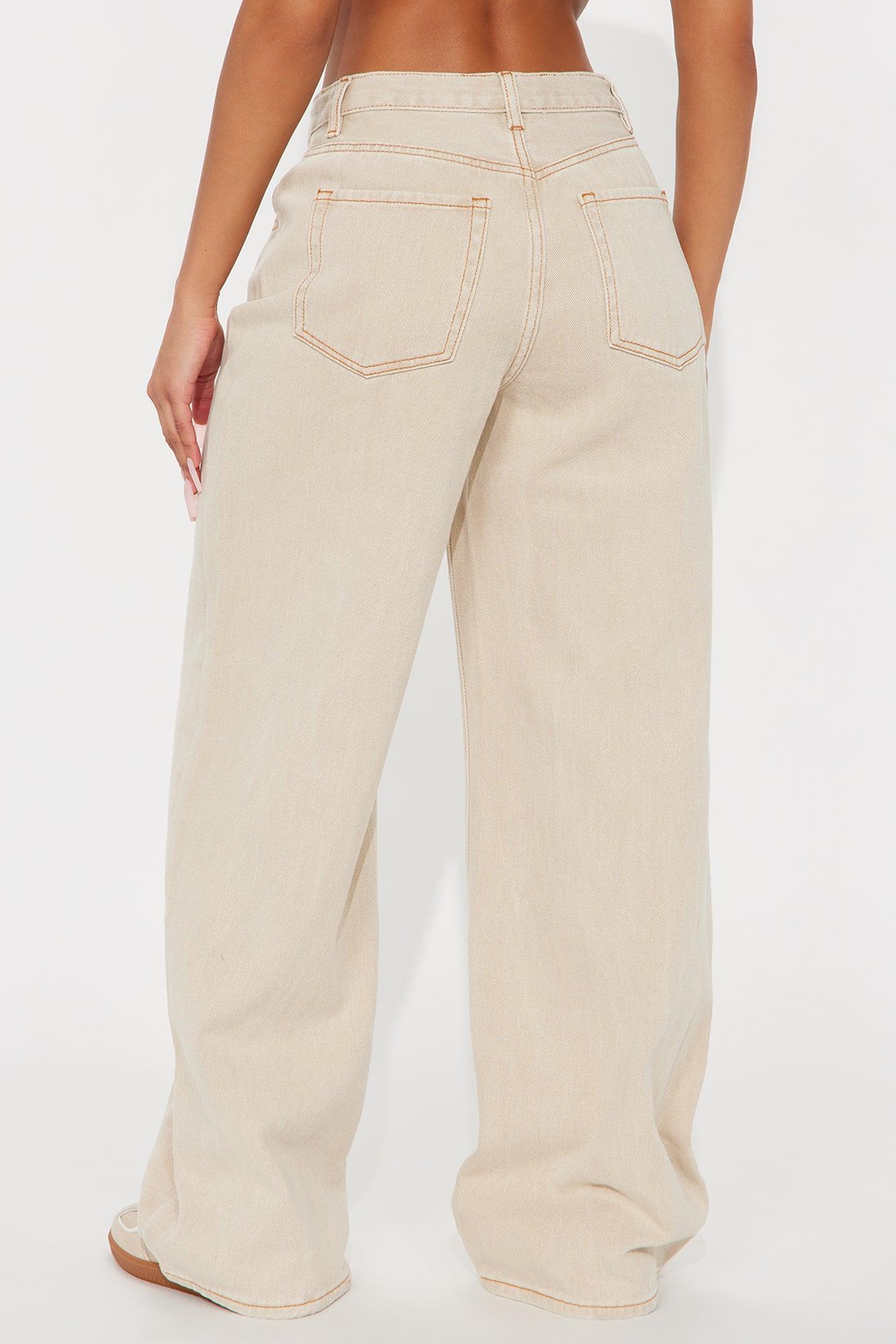Laguna Tie Waist Wide Leg Jeans - Khaki Female Product Image