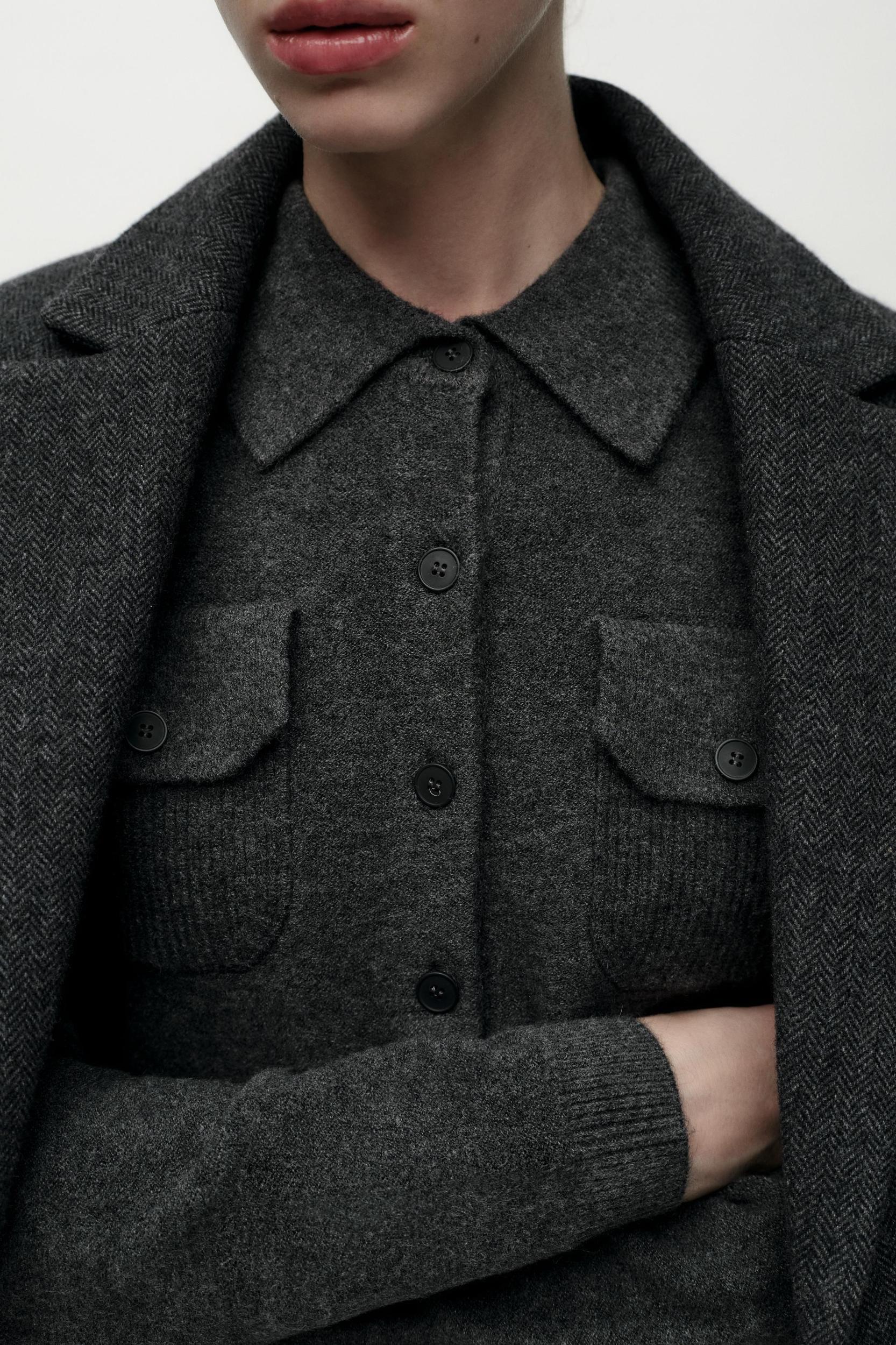 BASIC POLO COLLAR KNIT CARDIGAN Product Image