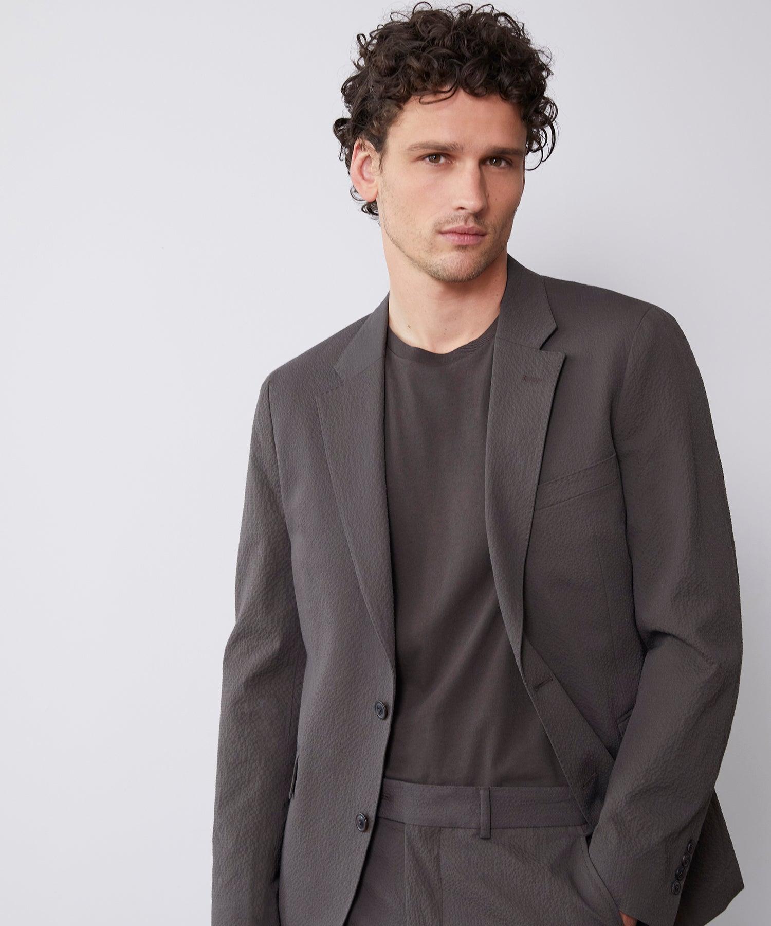 Italian Seersucker Sutton Jacket in Brown Product Image