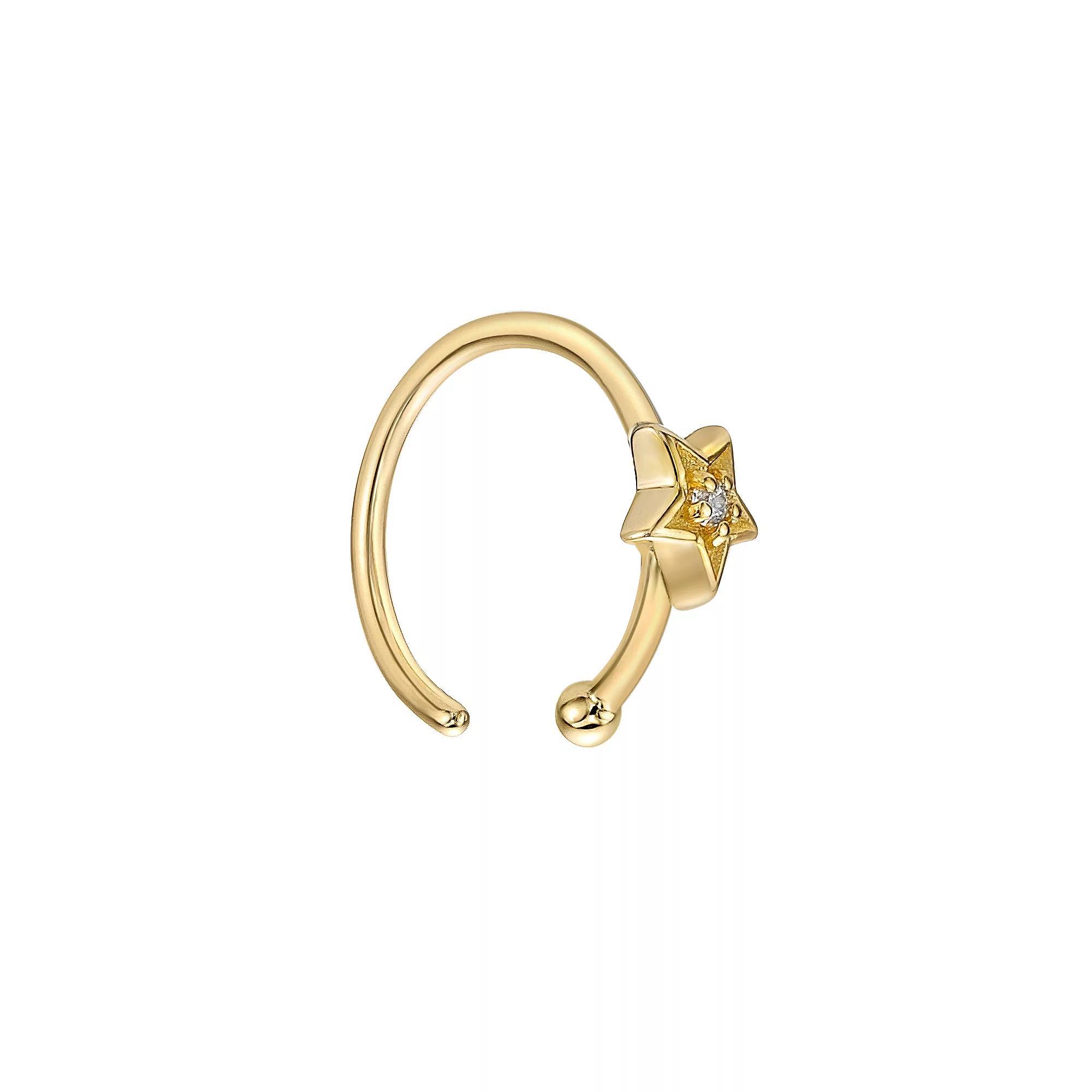 Lila Moon 14k Gold Cubic Zirconia Star Open Nose Ring, Women's, White Product Image