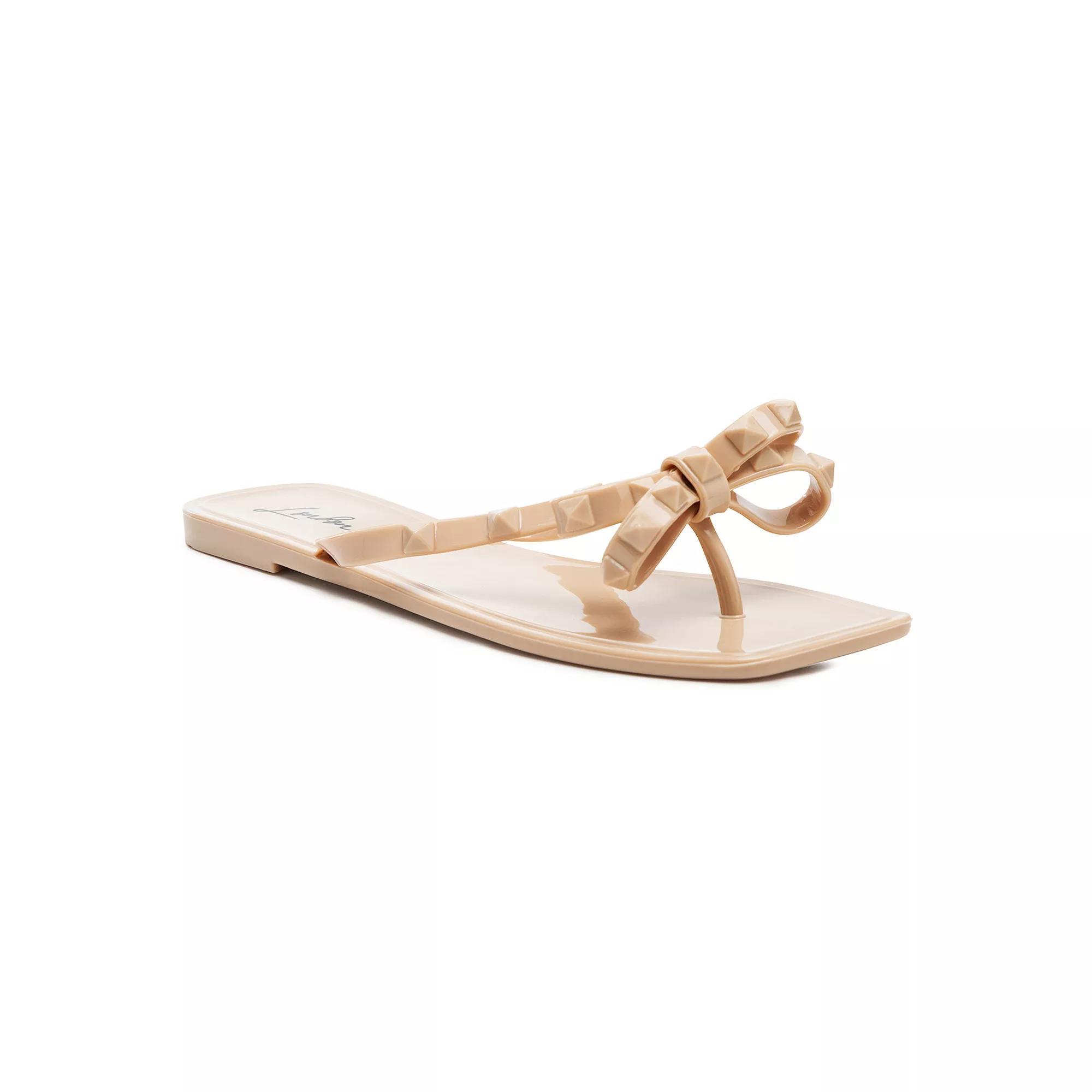 London Rag Women's Retta Bow Thong Slide Sandals, Size: 7, Black Product Image