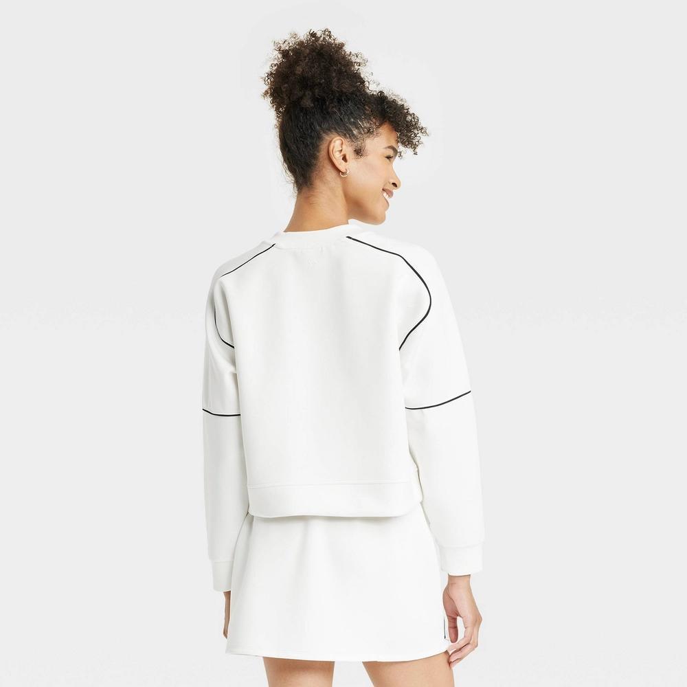 Women's Airy Sleek Crewneck Sweatshirt - All In Motion™ Cream S Product Image