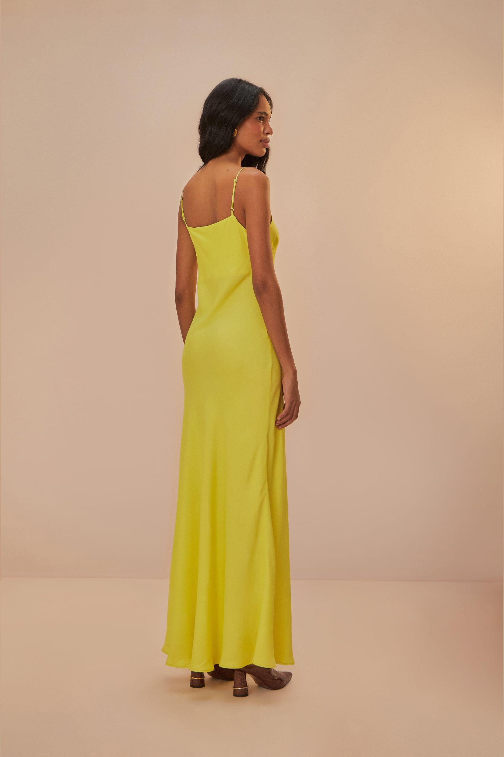 Neon Green LENZING ECOVERO Viscose Slip Dress, NEON GREEN / S Product Image
