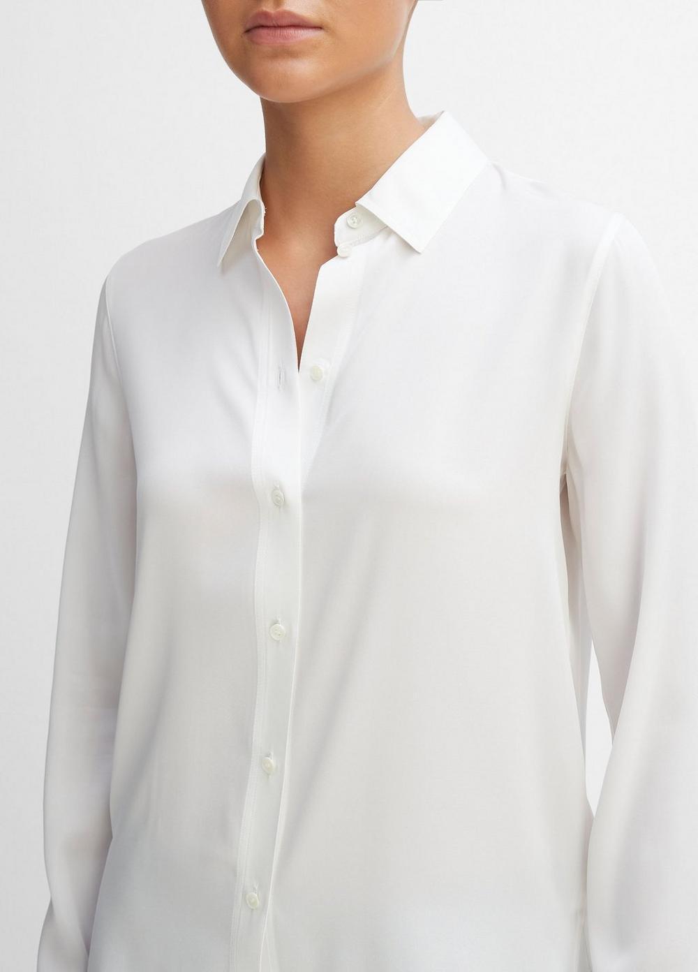 Womens Slim Fitted Stretch-Silk Blouse, Optic White, Size L Vince Product Image