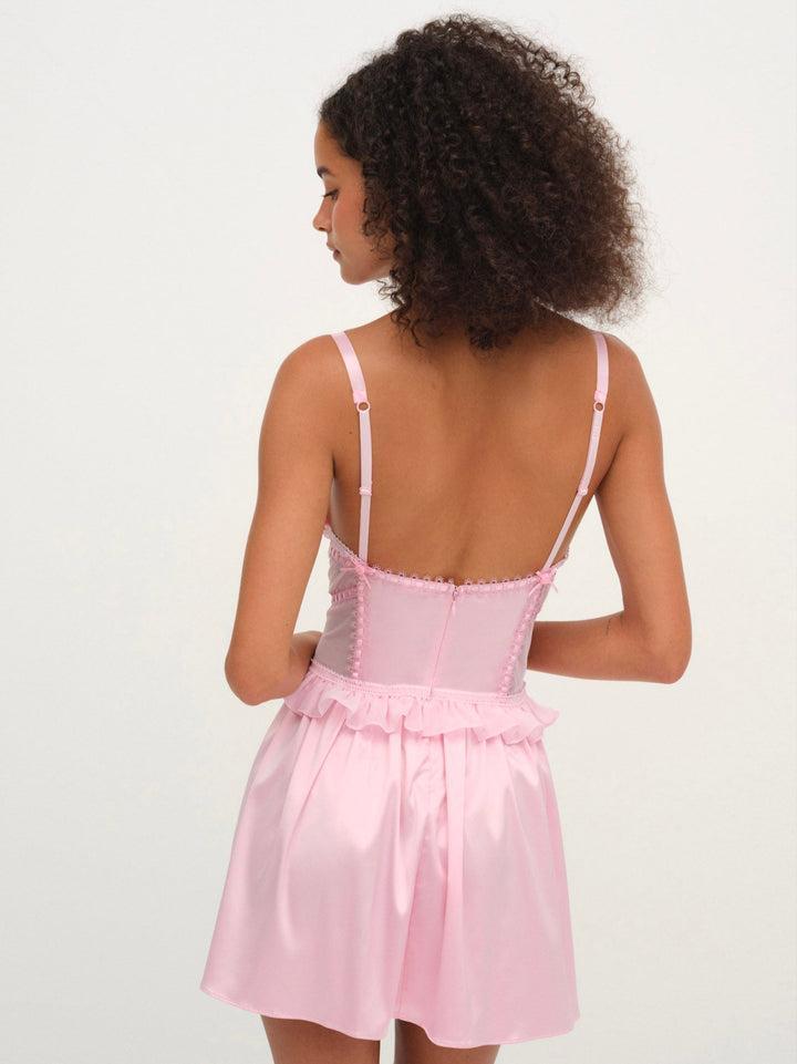 Ily Embroidered Slip Dress — Pink Product Image