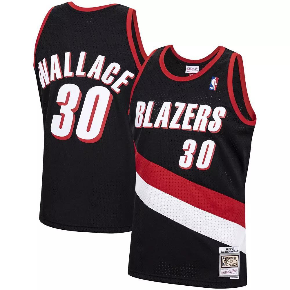 Men's Mitchell & Ness Rasheed Wallace Black Portland Trail Blazers Hardwood Classics Swingman Jersey, Size: Small Product Image