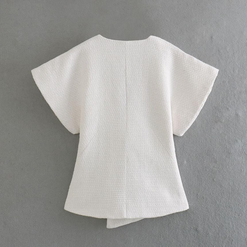 Short-Sleeve V-Neck Woven Blazer Product Image
