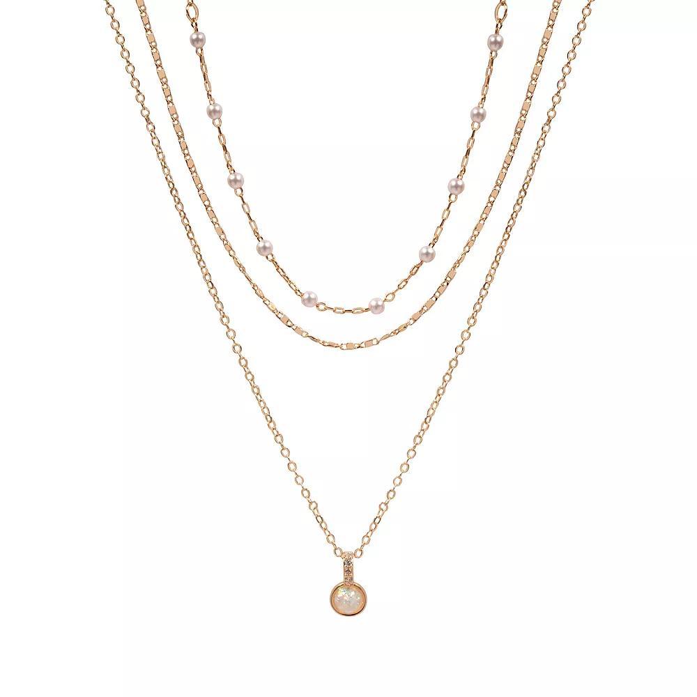 LC Lauren Conrad 3-Row Pendant Necklace, Women's, White Product Image