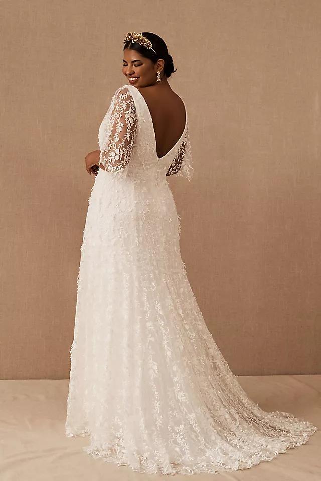 Jenny by Jenny Yoo Lourdes V-Neck Convertible-Sleeve Lace Wedding Gown Product Image