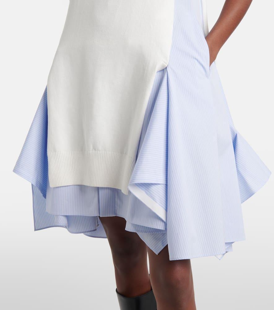 SACAI Striped Cotton-blend Poplin Midi Dress In Off White×l/blue Stripe Product Image
