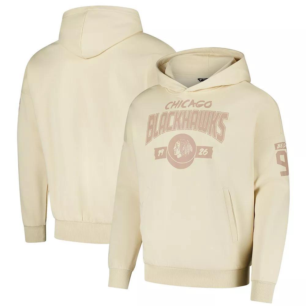 Men's Levelwear Connor Bedard Khaki Chicago Blackhawks Contact Name & Number Hoodie, Size: XL, Beig K Product Image