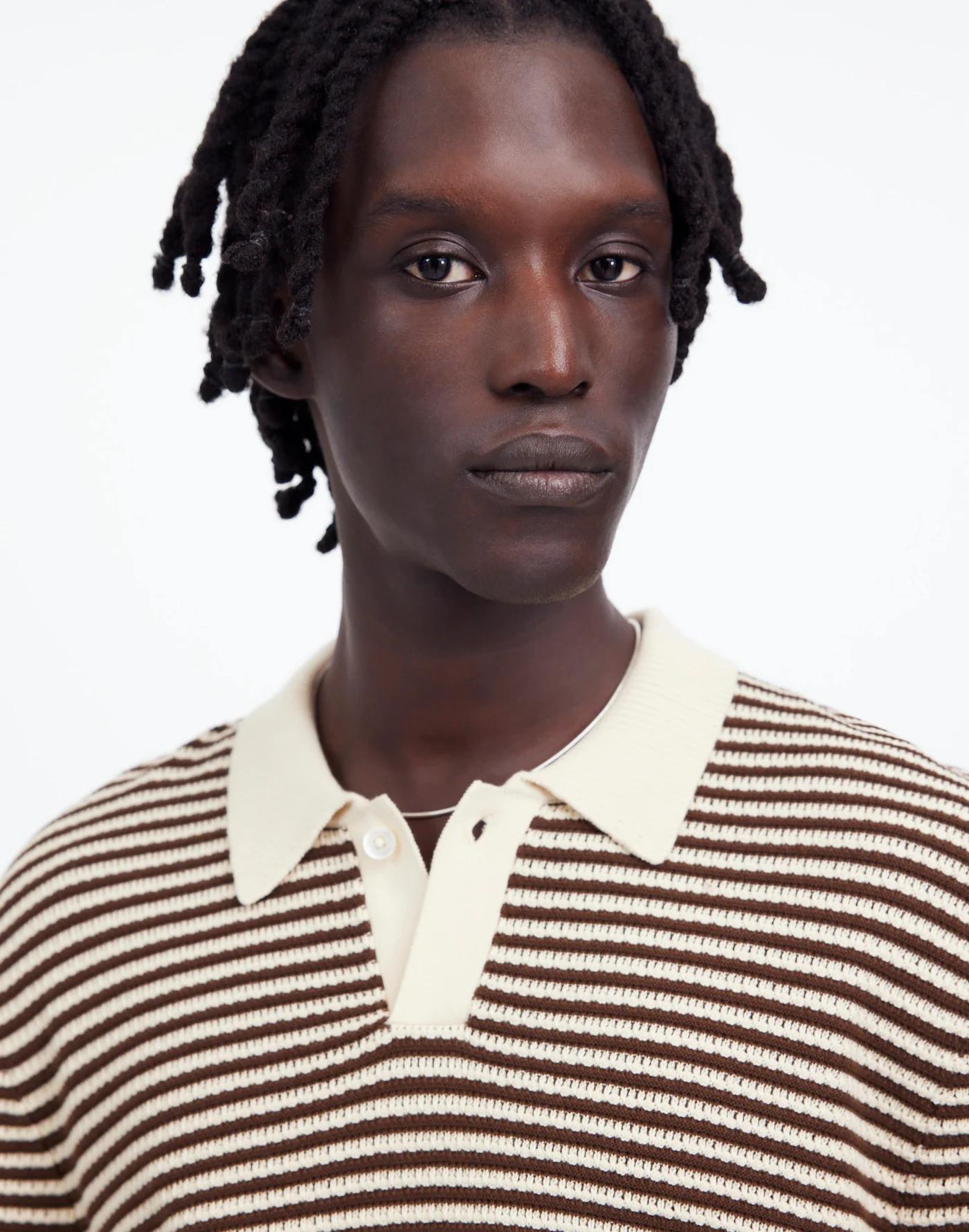Pointelle Stitch Single-Button Sweater Polo Product Image