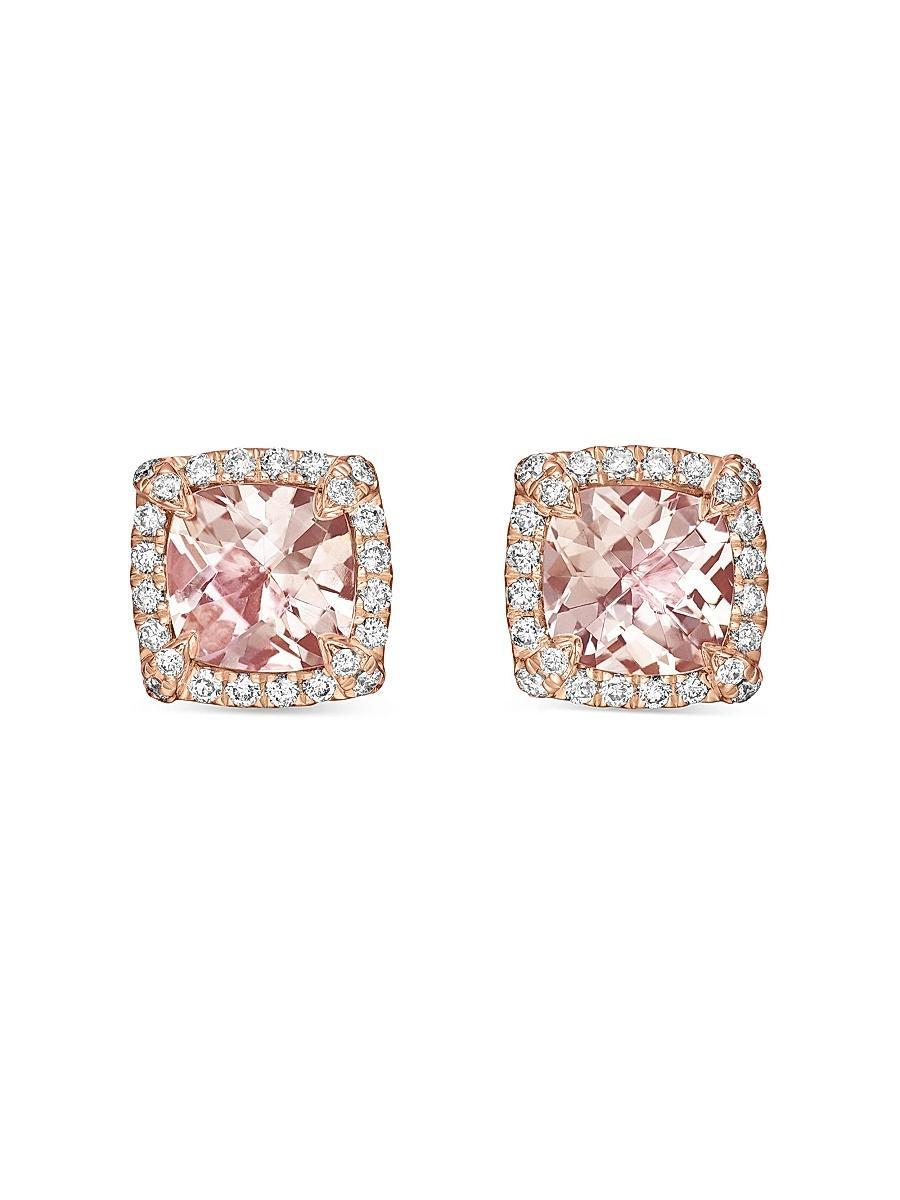 David Yurman Petite Chatelaine Pave Bezel Stud Earrings in 18K Rose Gold with Morganite Product Image