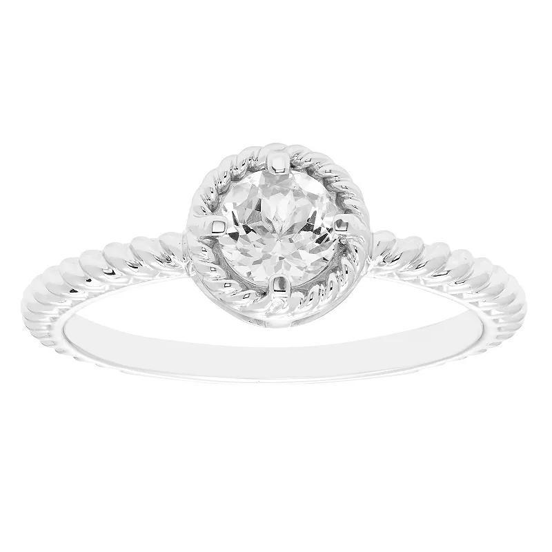 Boston Bay Diamonds Sterling Silver Genuine Aquamarine Rope Halo Stacking Ring, Womens Product Image