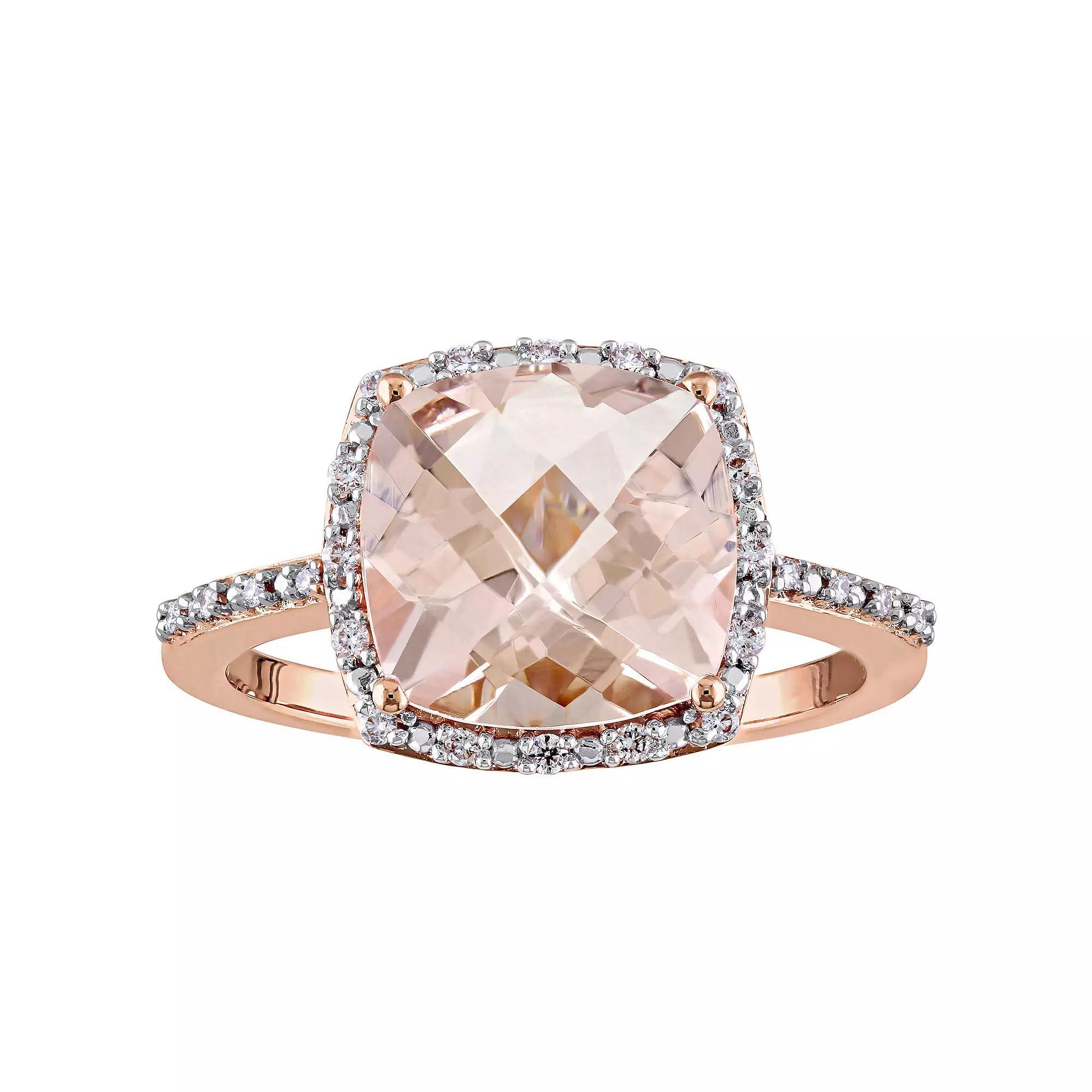 Stella Grace 14k Rose Gold Morganite & 1/10 Carat T.W. Diamond Engagement Ring, Women's, Size: 8 Product Image