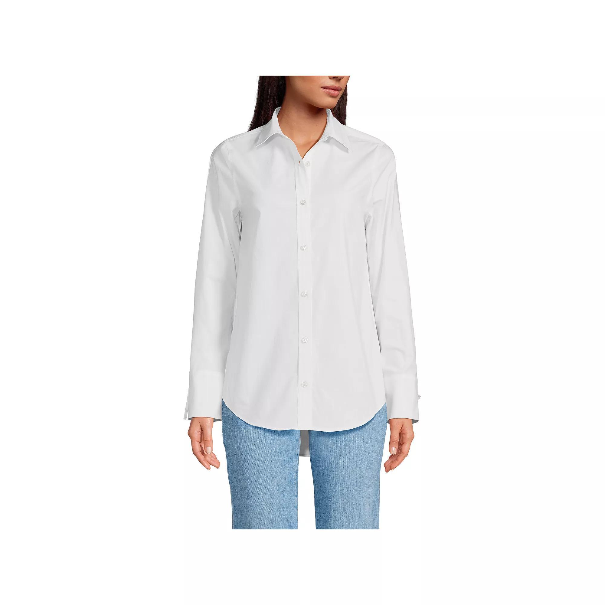 Women's Lands' End Poplin Tie Sleeve Shirt, Size: XL, White Product Image