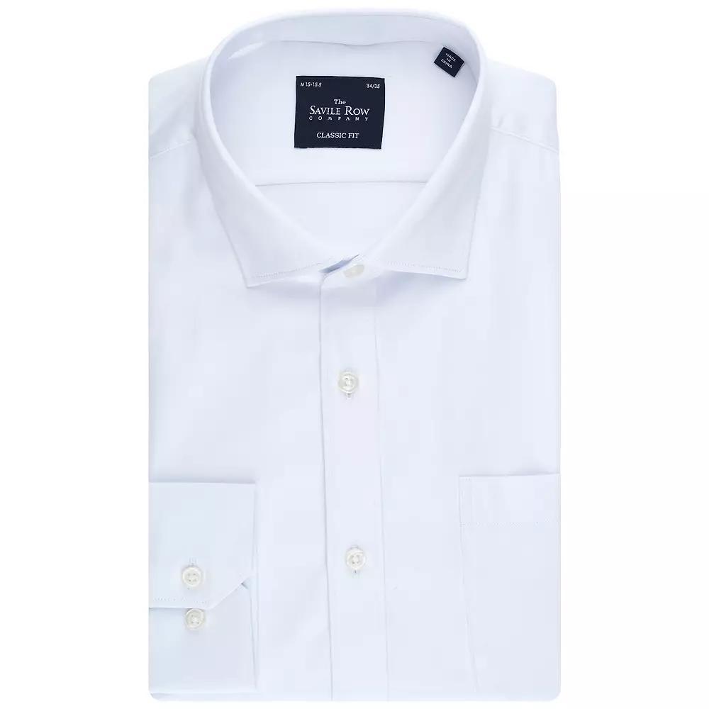 Men's Savile Row Classic Fit Sateen Dress Shirt, Size: Medium-32/33, White Product Image