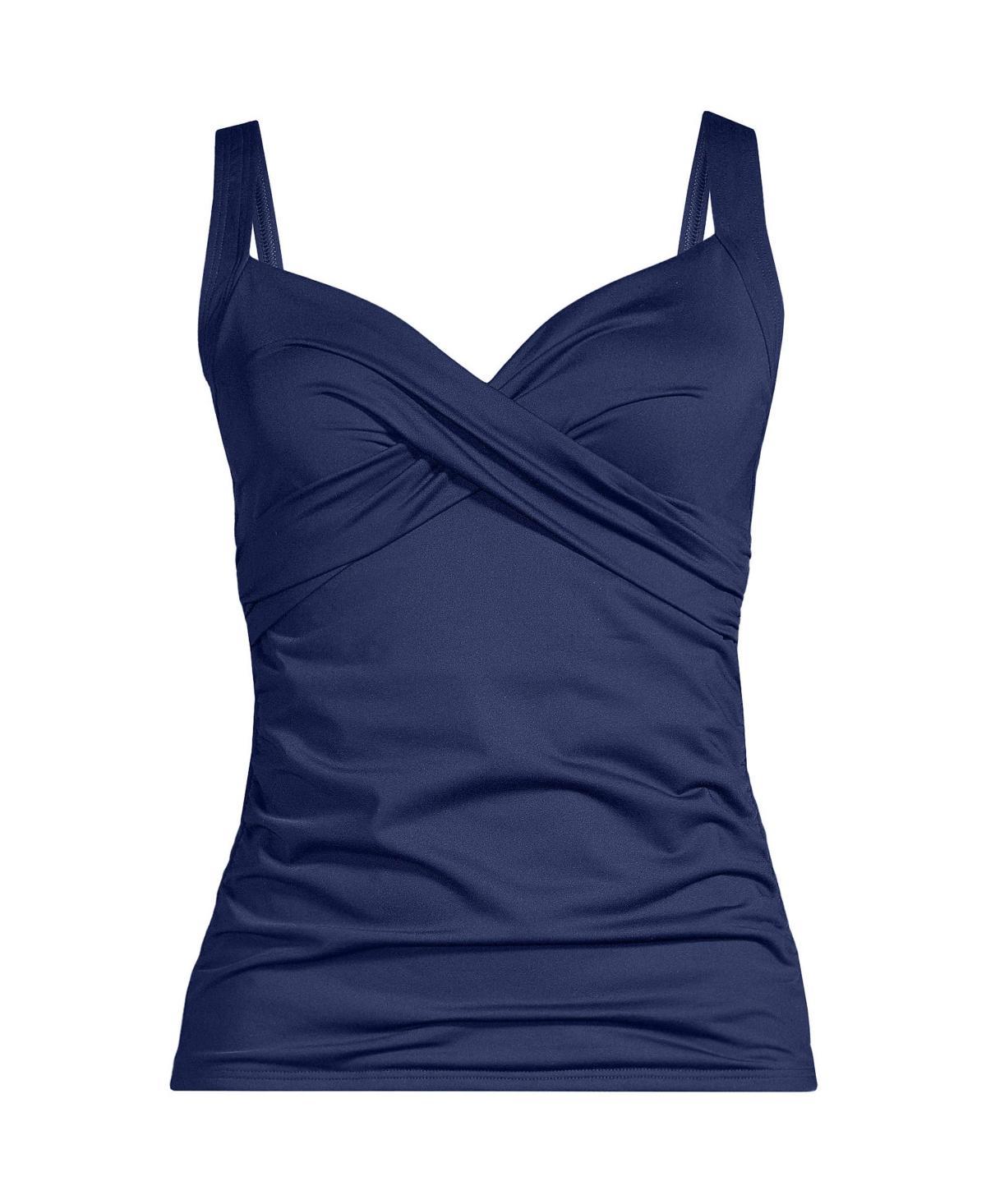 Women's Lands' End Surplice Underwire Tankini Swimsuit Top, Size: 14, Rich Brown Product Image
