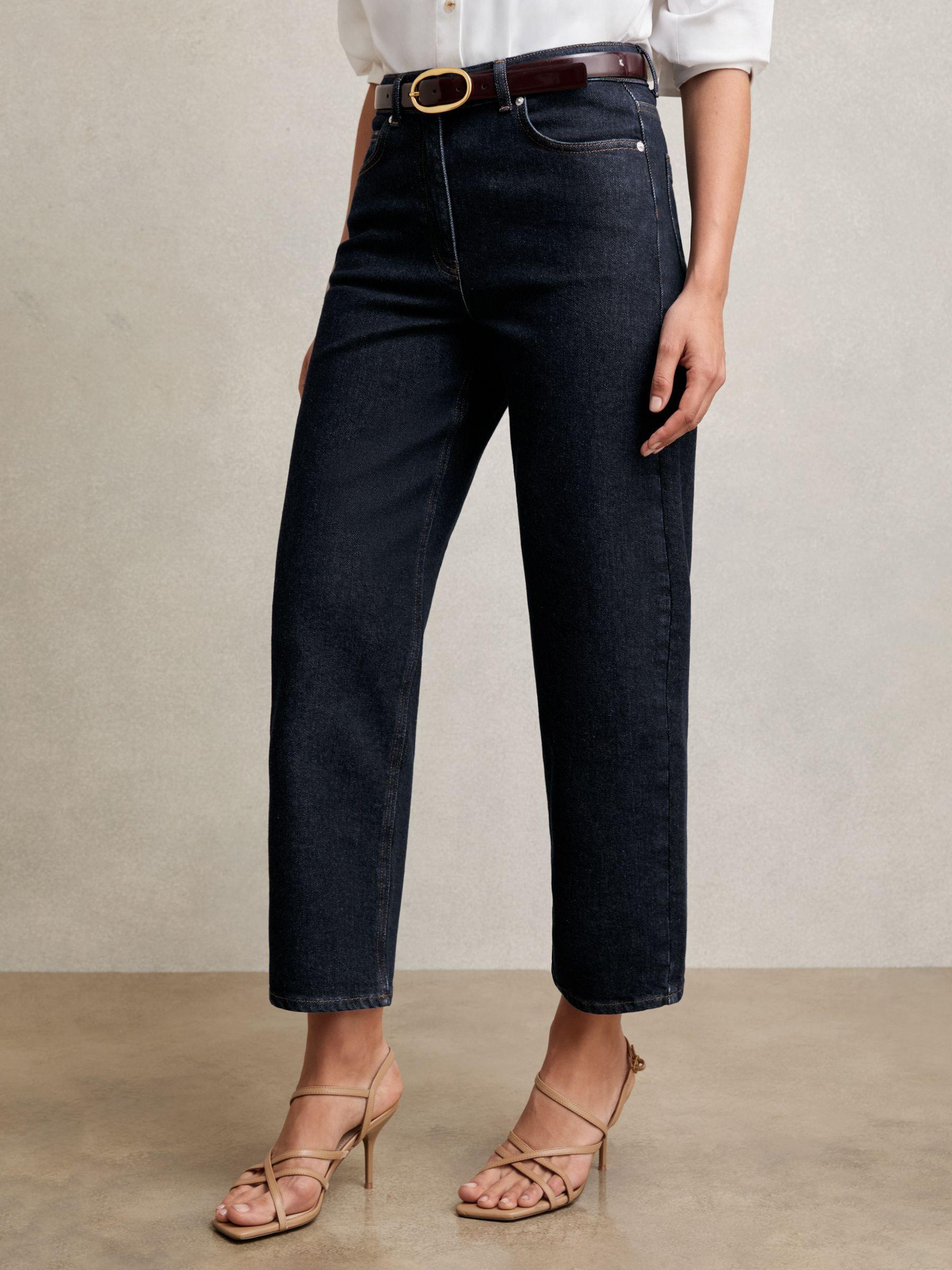 Petite Linen-Blend Single-Breasted Blazer in Blue Product Image