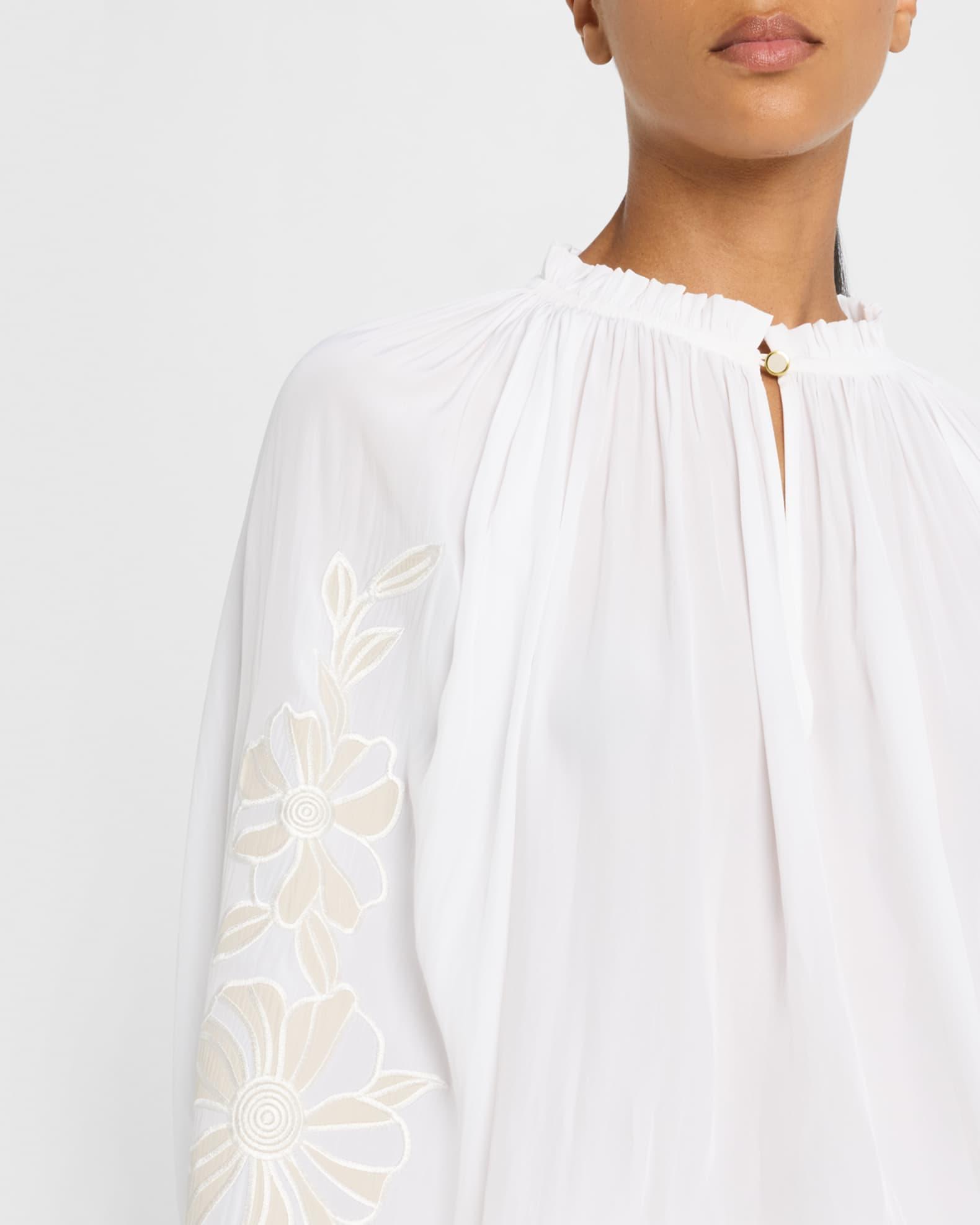 Nelida Floral Embroidered Balloon-Sleeve Blouse Product Image