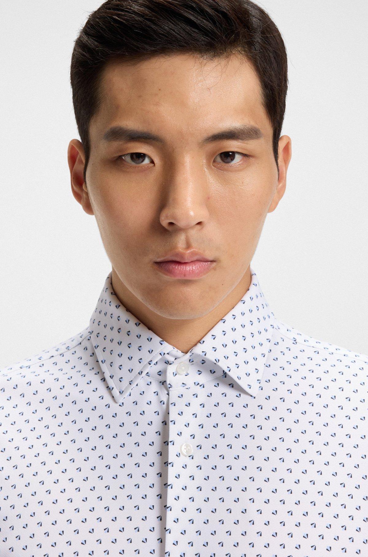 BOSS - Slim-fit shirt in Italian-made performance-stretch fabric - Light Blue Product Image