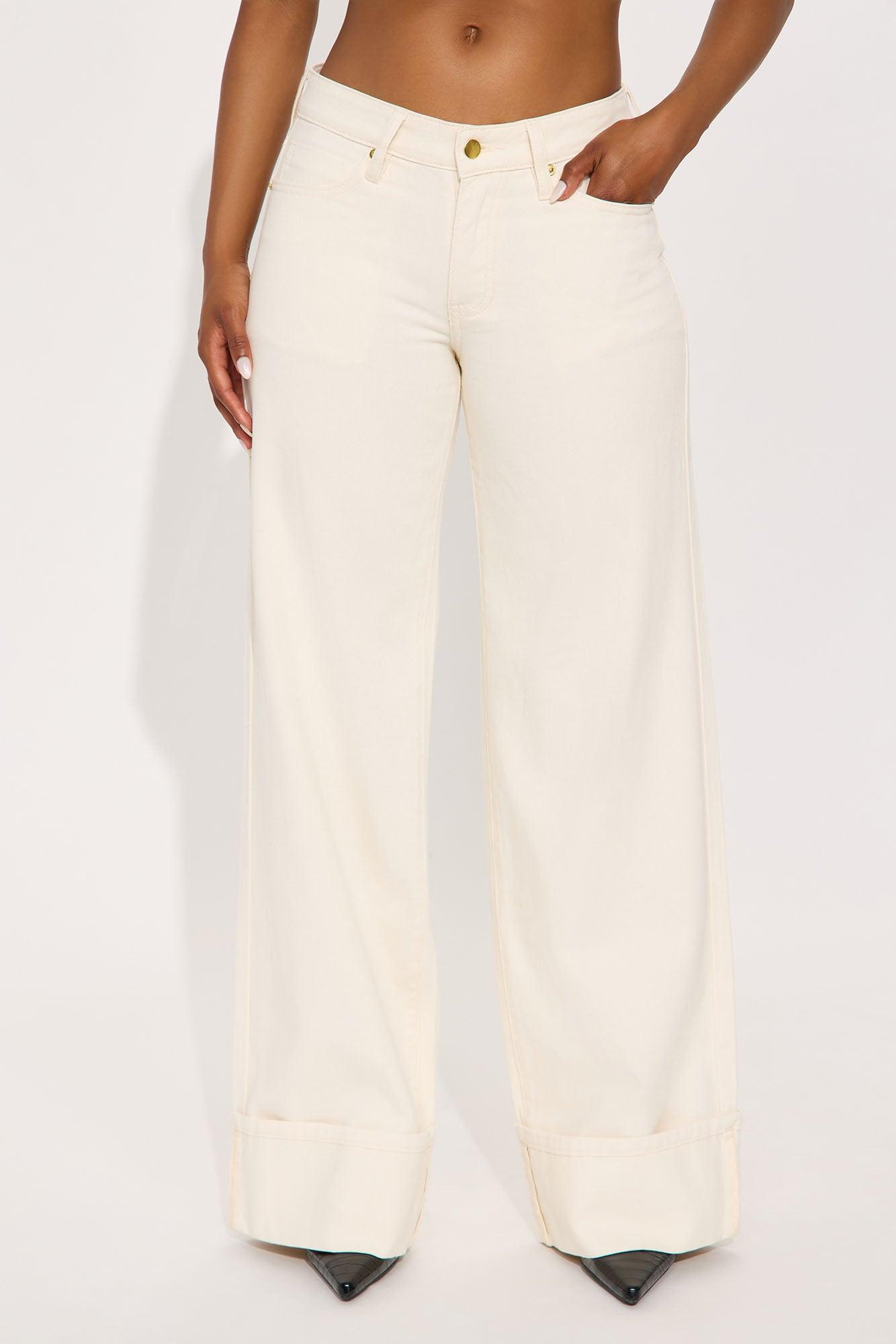 Mirador Cuffed Straight Leg Jeans - Cream Product Image