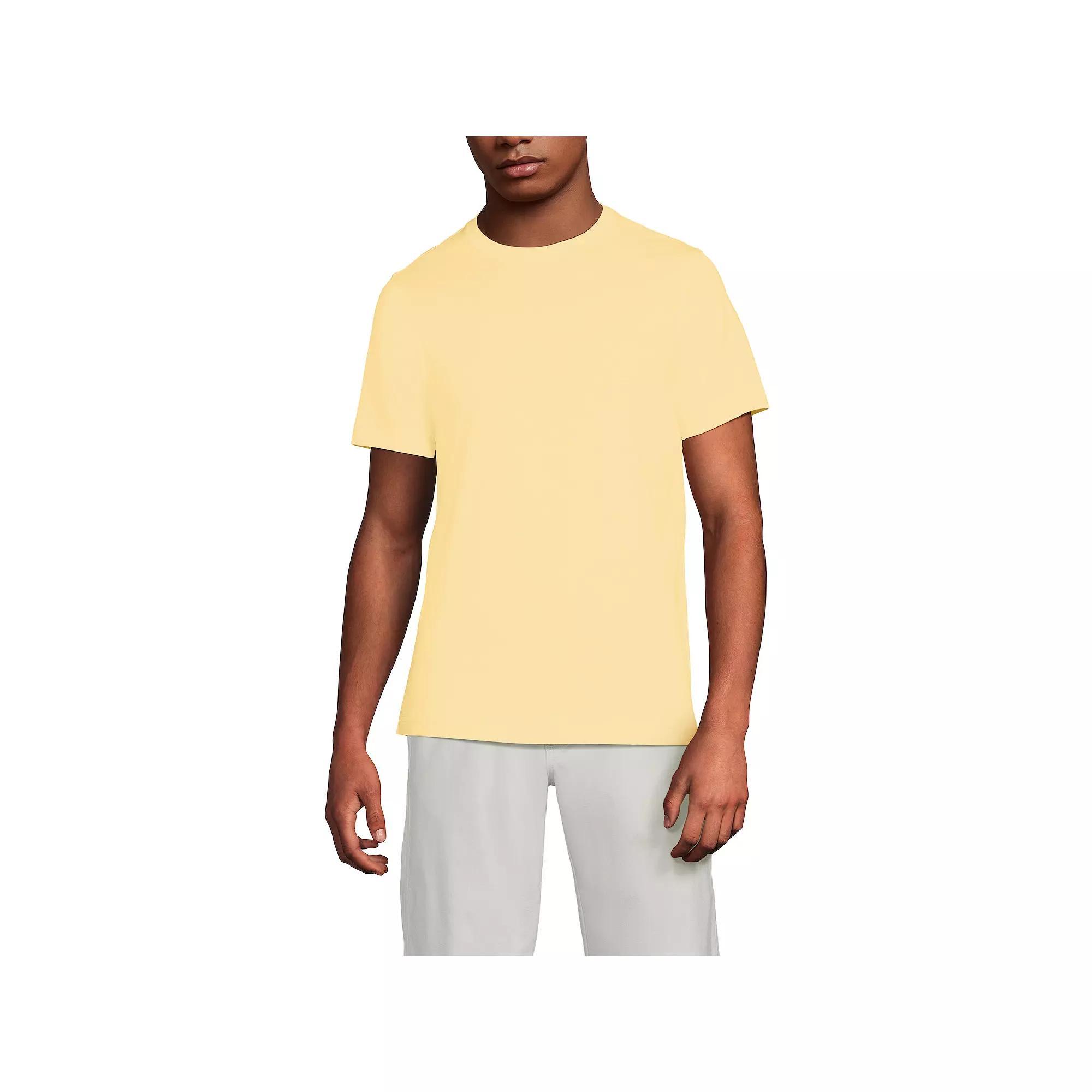 Men's Lands' End Supima Crewneck Tee, Size: Large, Grey Blue Stripe Product Image
