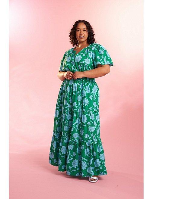 Sugarlips Plus Waterlilly Floral Palmer Poplin Maxi Dress Product Image