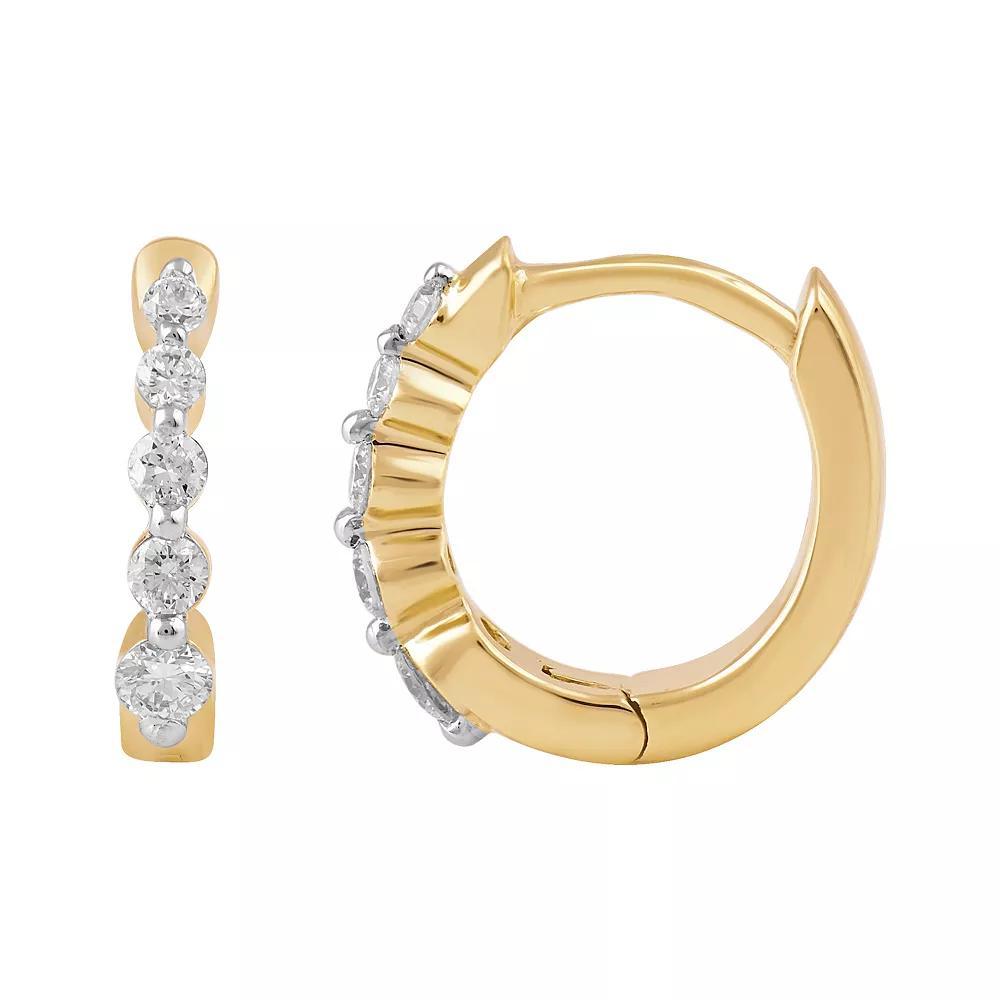 Made For You 10k Gold 1/5 Carat T.W. Lab-Grown Diamond Huggie Hoop Earrings, Women's Product Image