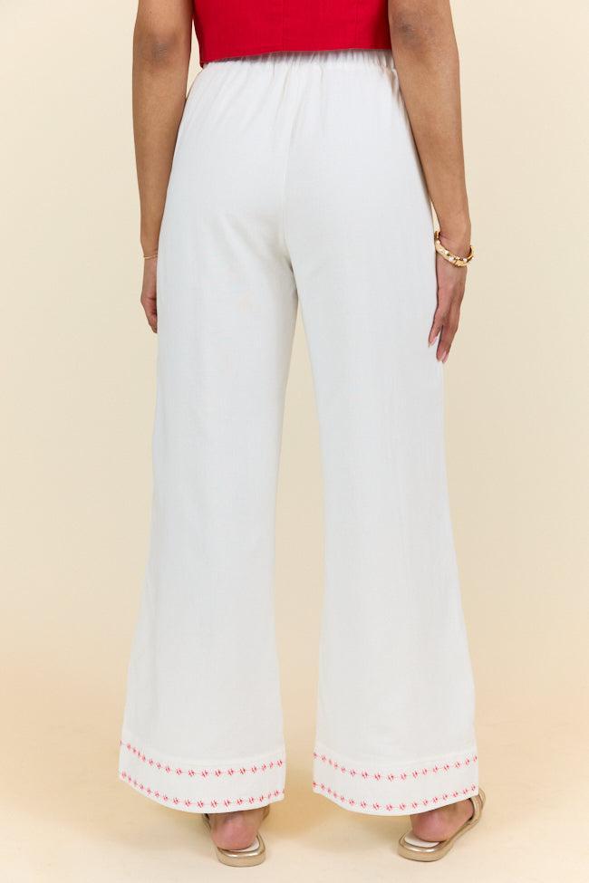 Just Feels Right Off-White Embroidered Pants FINAL SALE Product Image