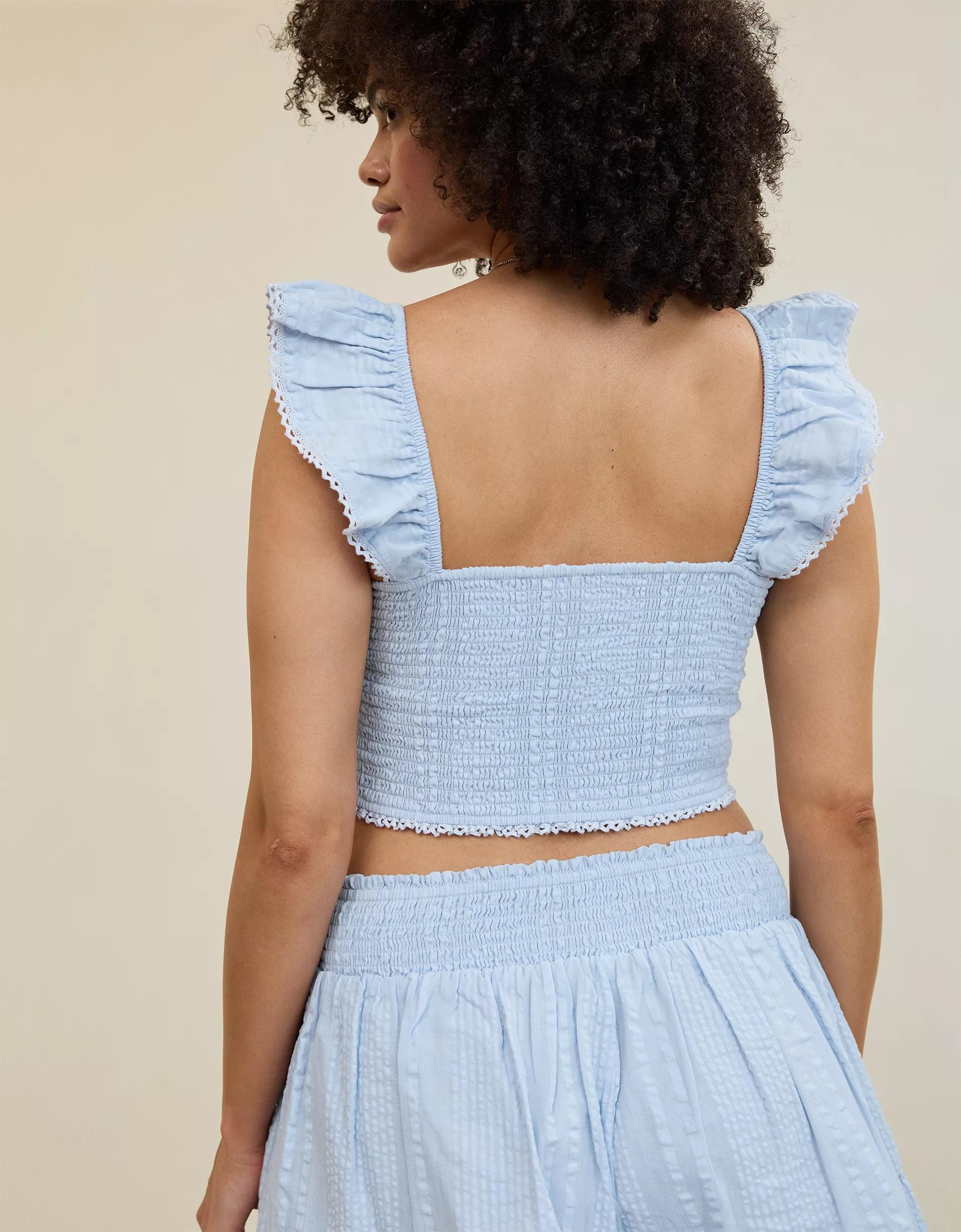Aerie Cropped Seersucker Tank Top Product Image
