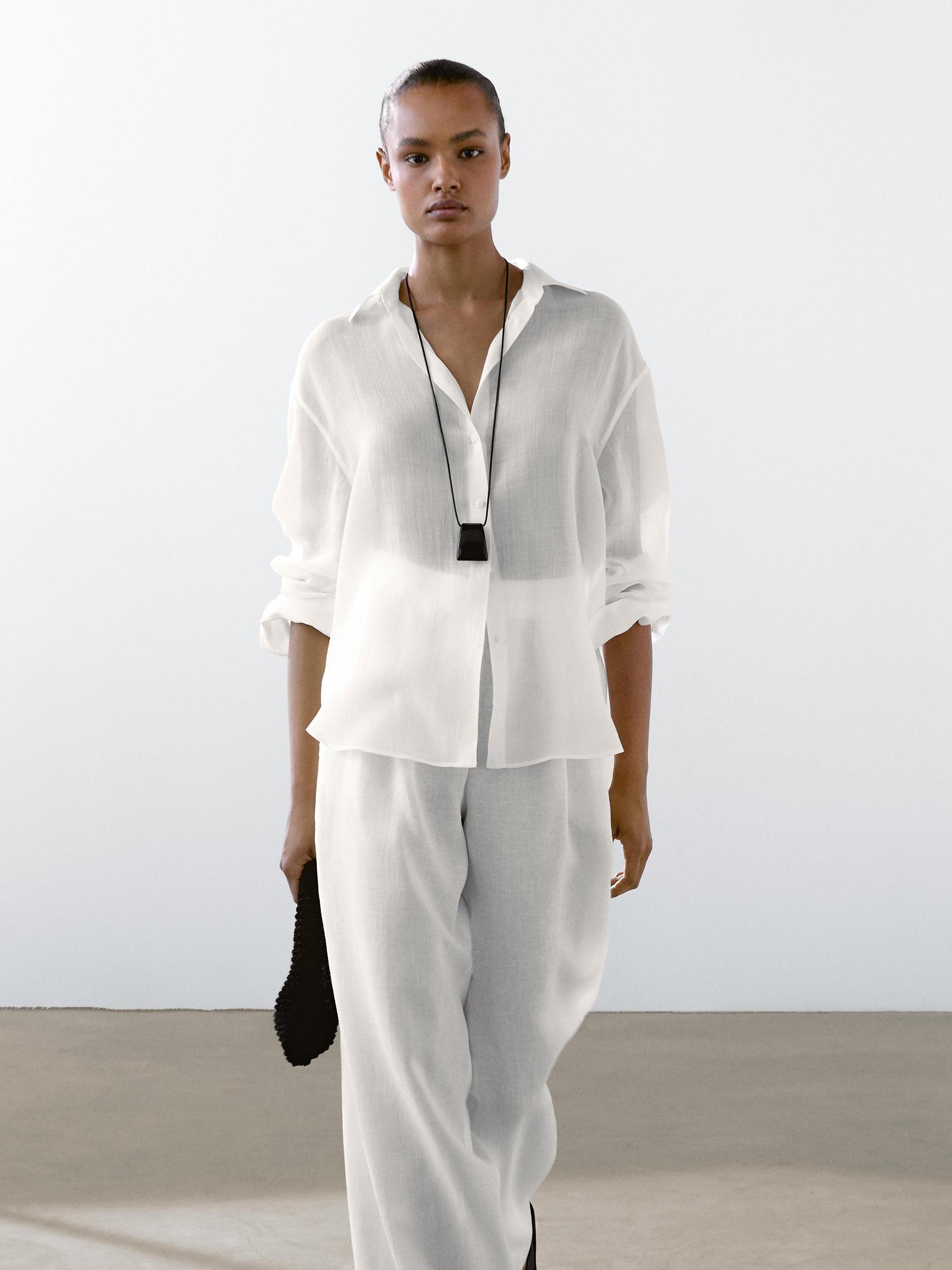 Flowing ramie blend shirt Product Image