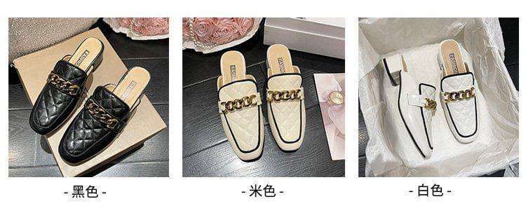 Square Toe Quilted Loafer Mules Product Image