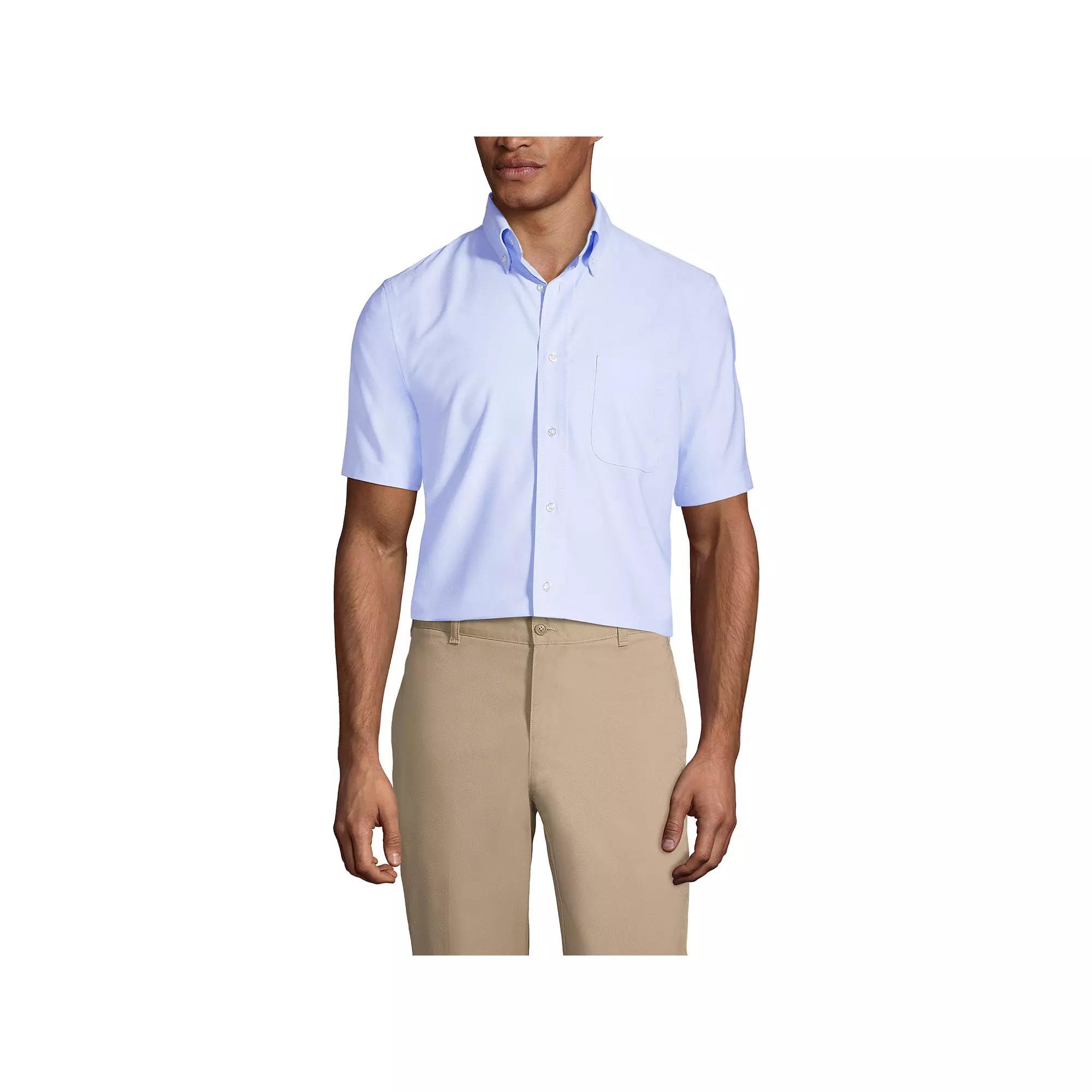 Men's Lands' End School Uniform Short Sleeve Oxford Dress Shirt, Size: Small, Blue Product Image