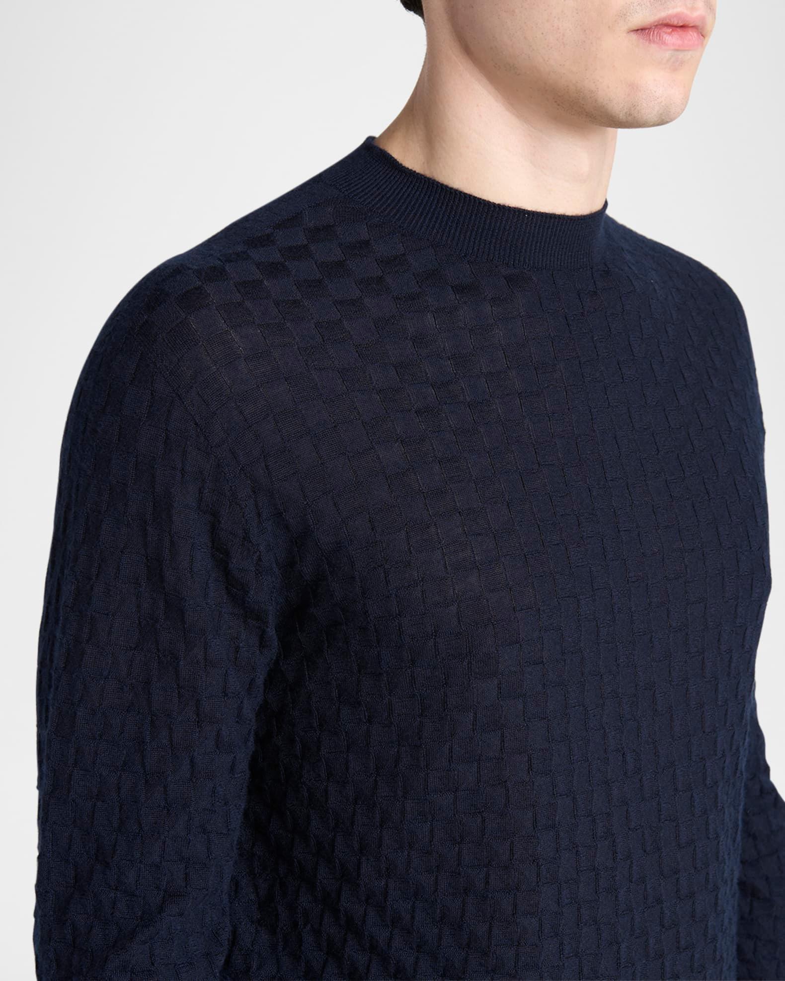Men's Quadrant Knit Cashmere and Silk Crewneck Sweater Product Image
