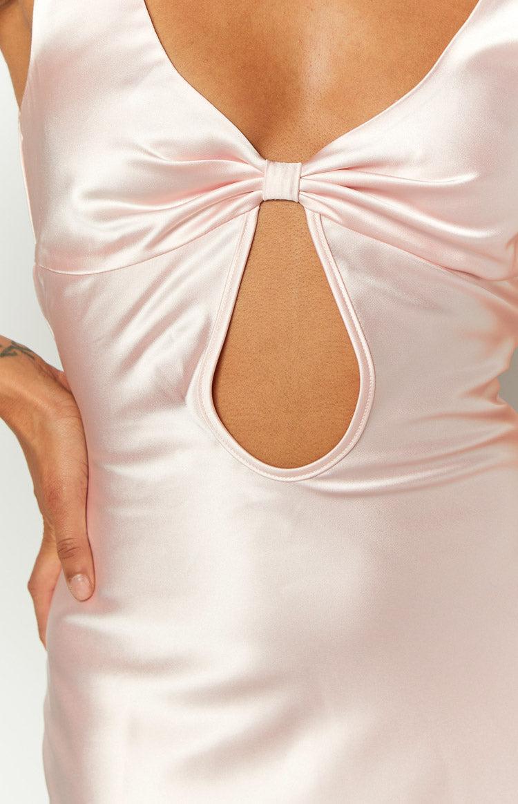 Attina Pink Satin Maxi Dress Product Image