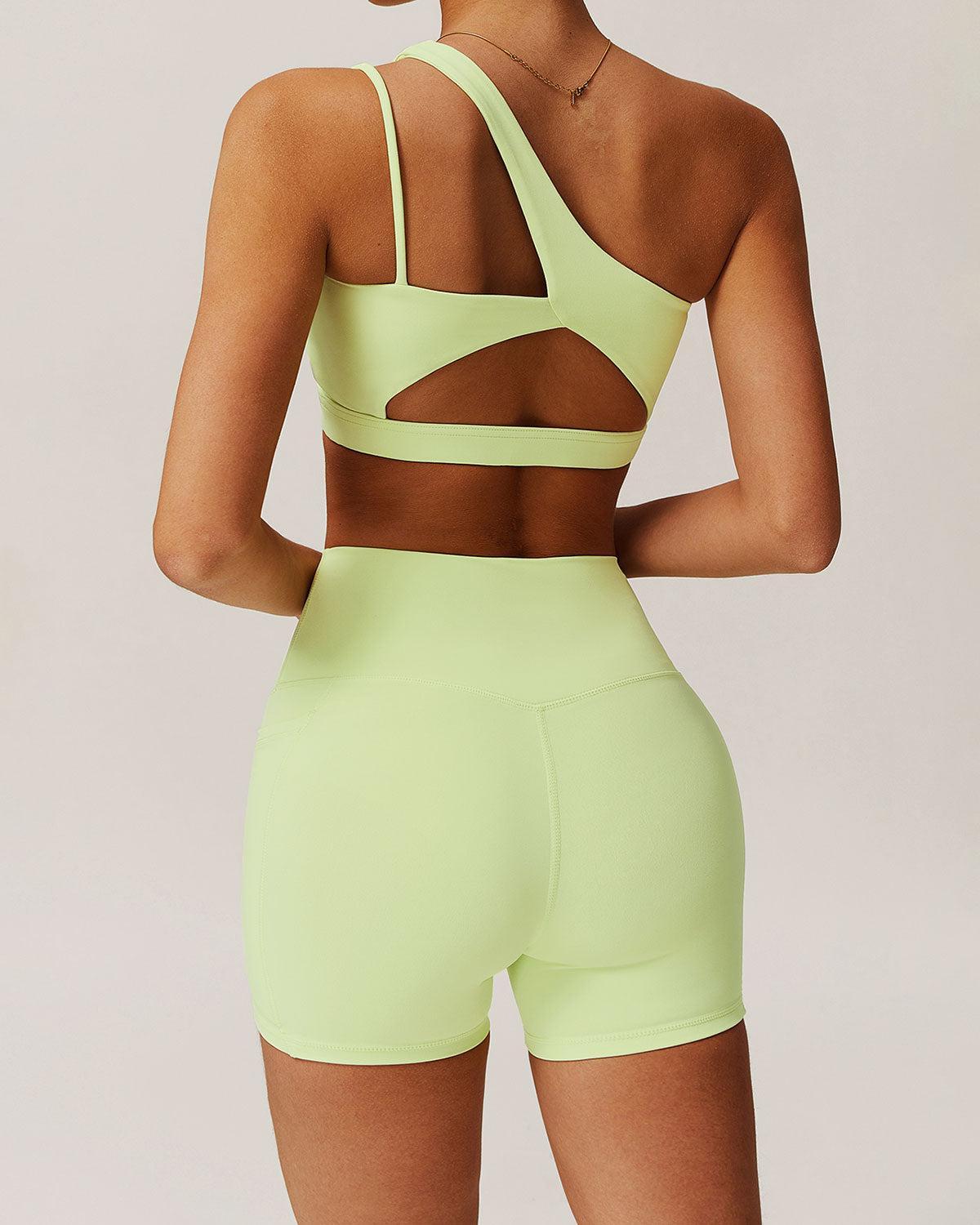 Green Pocket High Waisted Yoga Shorts Product Image