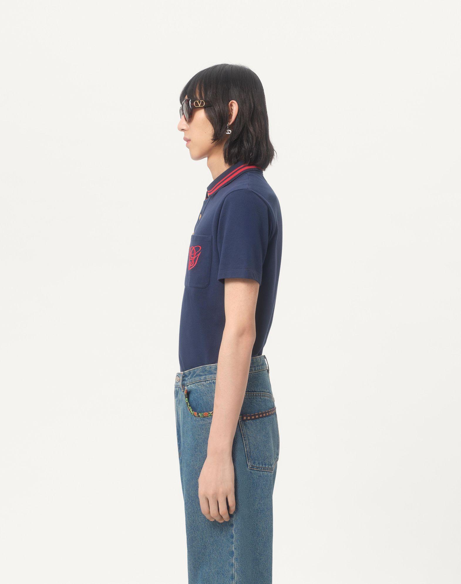 Cotton Piqué Polo Shirt With Vg Embroidery Product Image