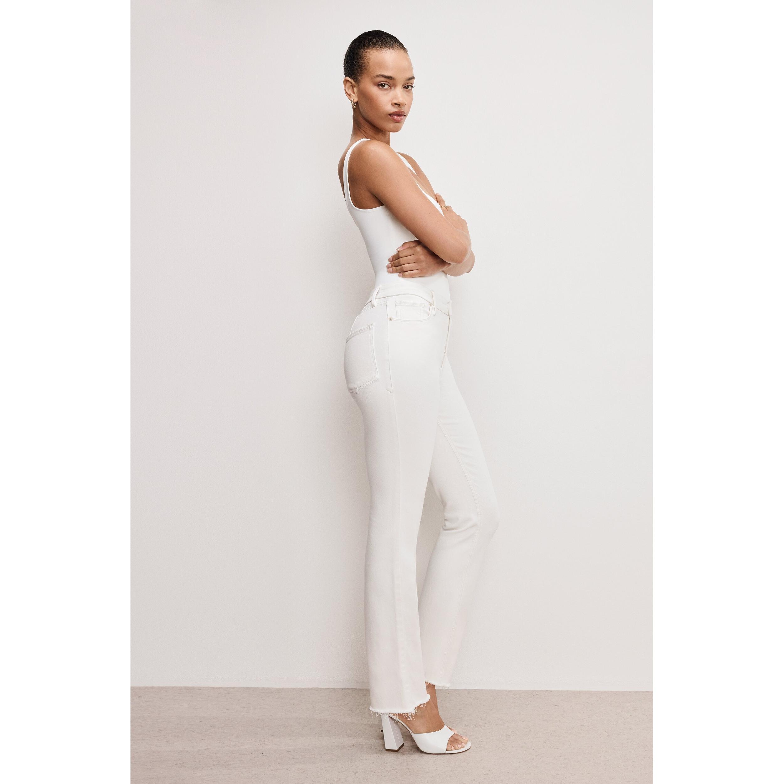 Womens Soft Tech Good Icon Straight Jeans | Cloud White, Size 20 Plus | Good American by Khlo Kardashian Product Image