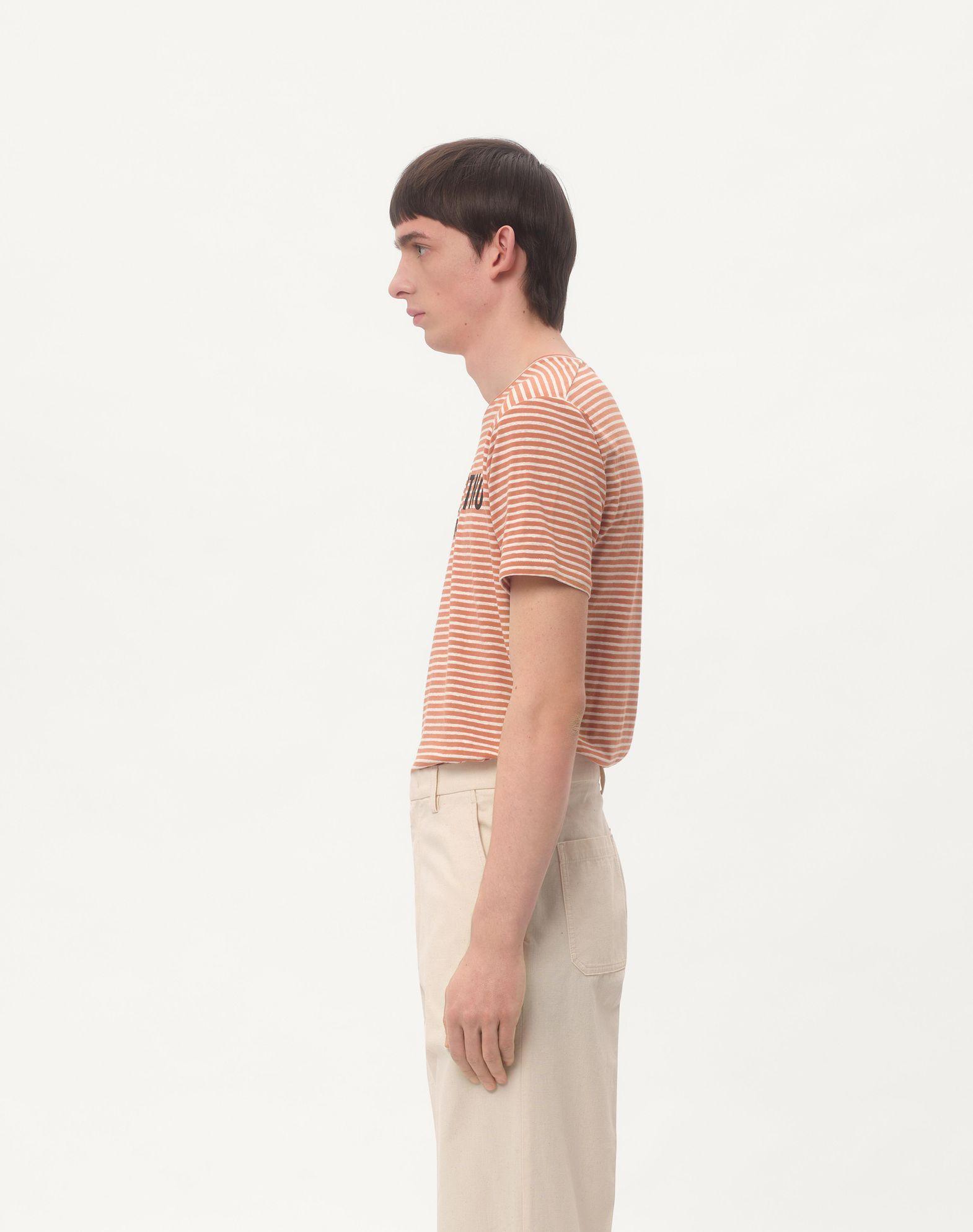 Striped Cotton T-Shirt With Chez Valentino Print Product Image